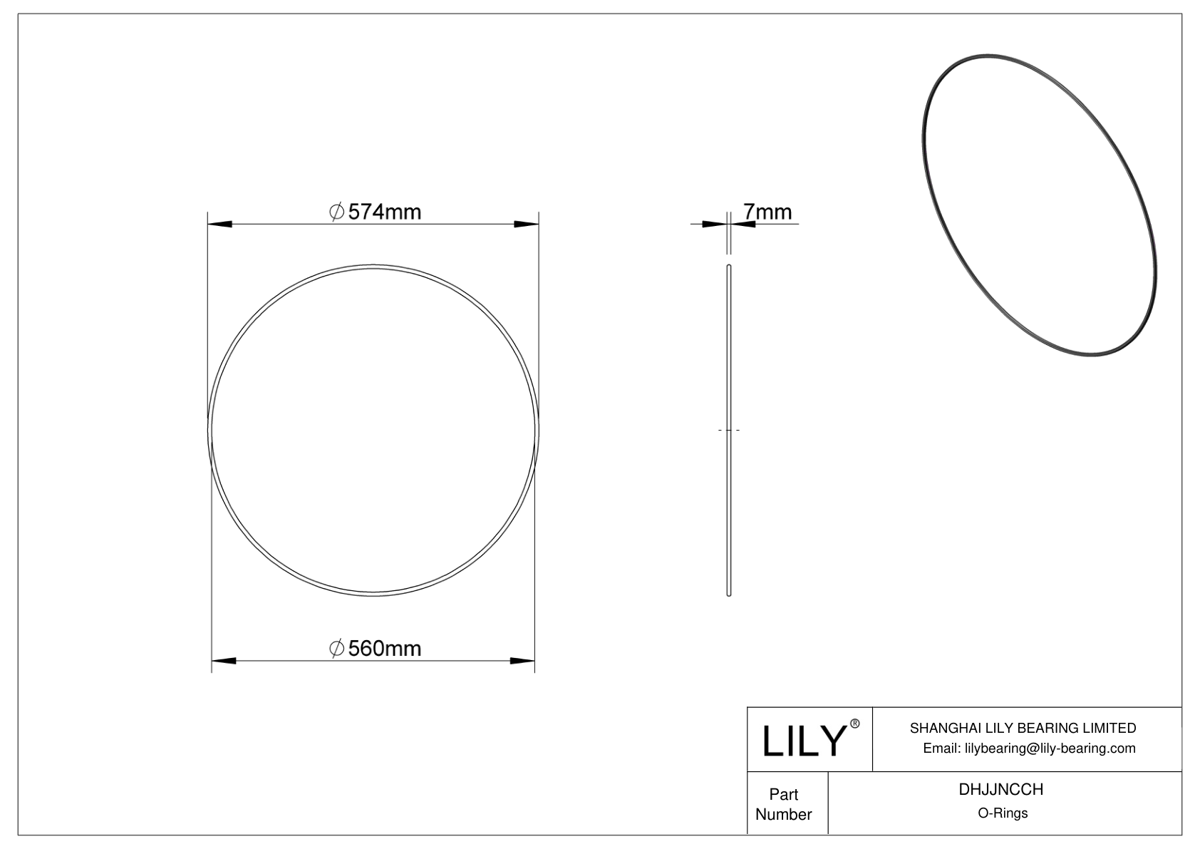 DHJJNCCH Oil Resistant O-Rings Round cad drawing