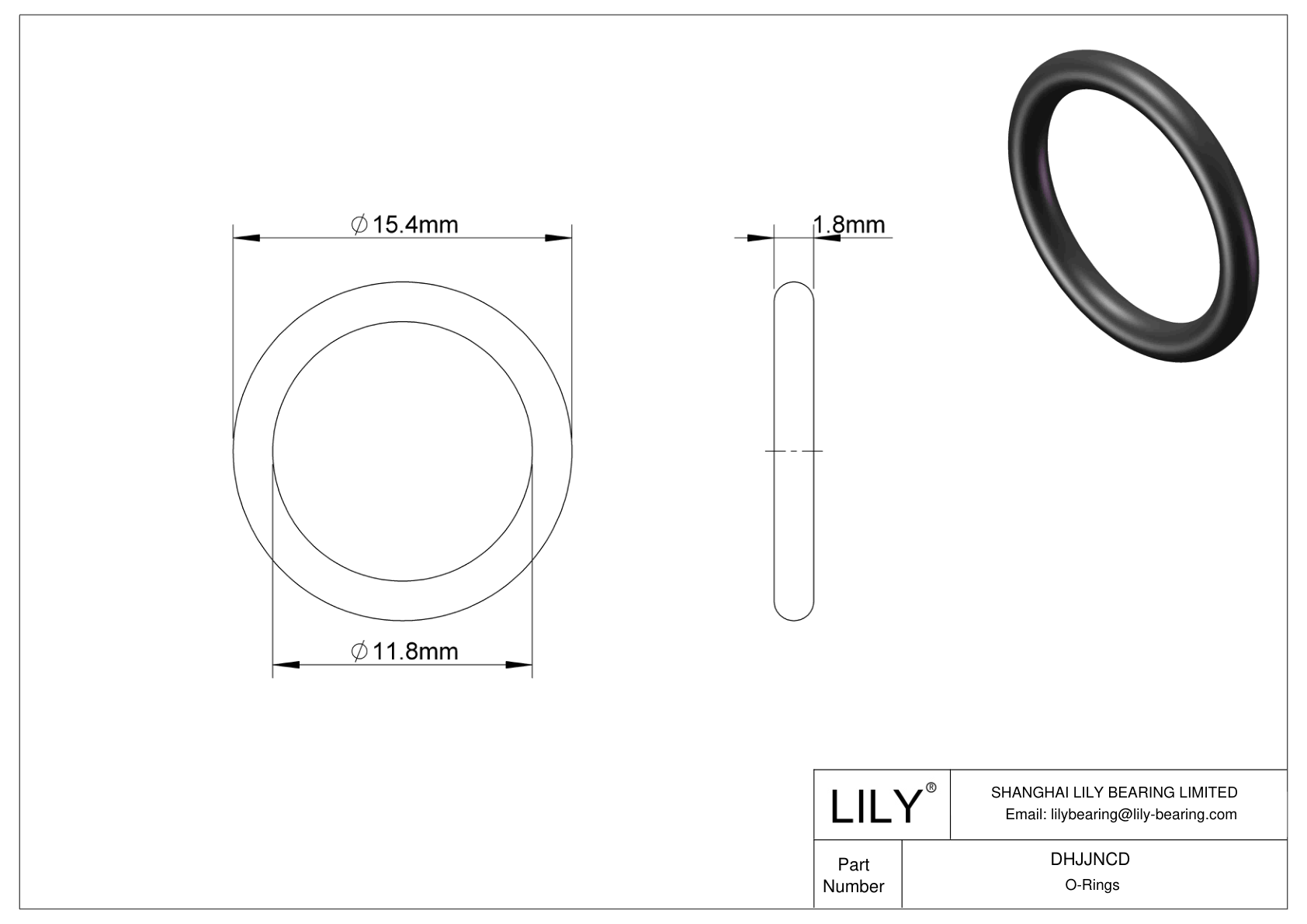 DHJJNCD Oil Resistant O-Rings Round cad drawing