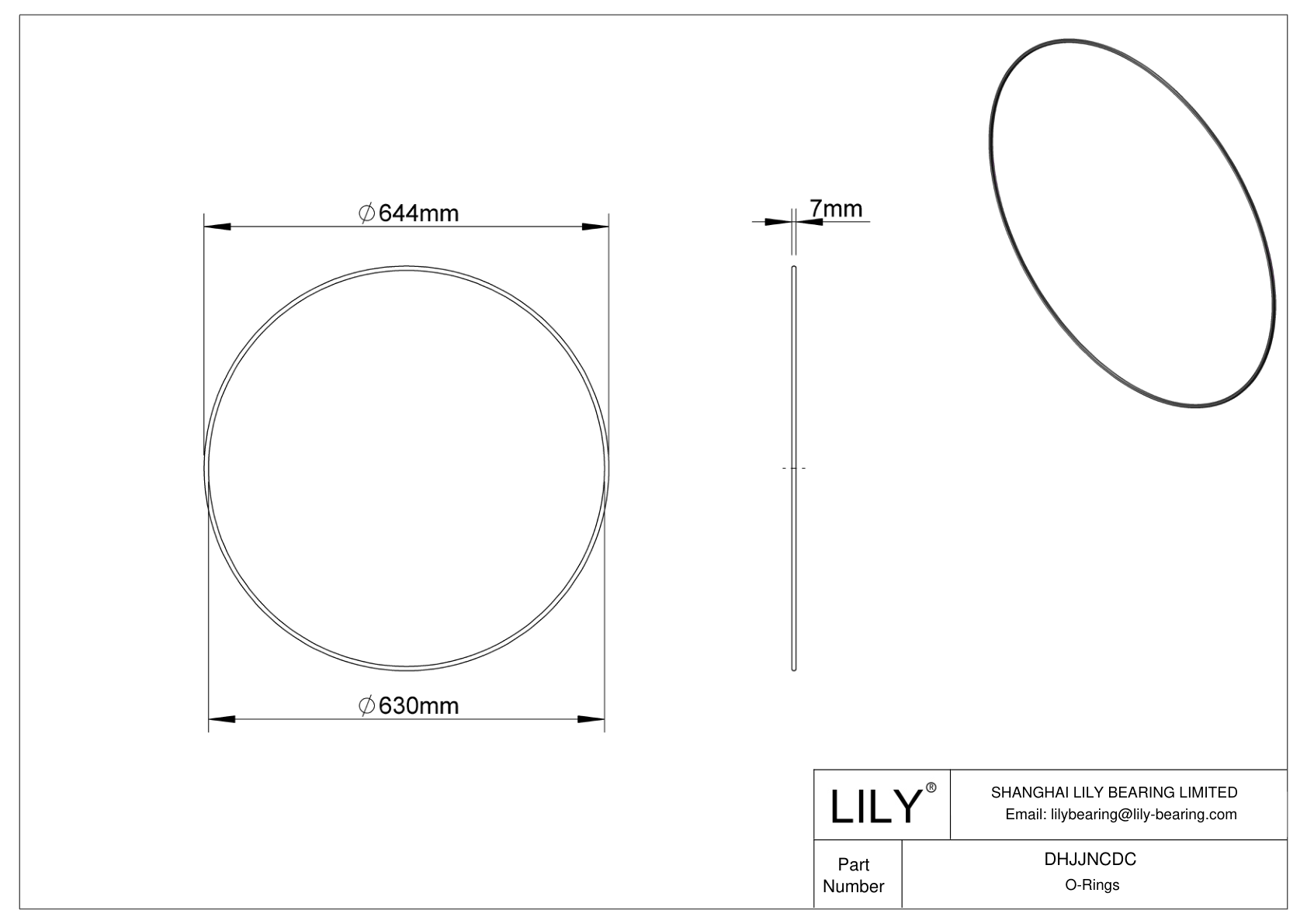 DHJJNCDC Oil Resistant O-Rings Round cad drawing