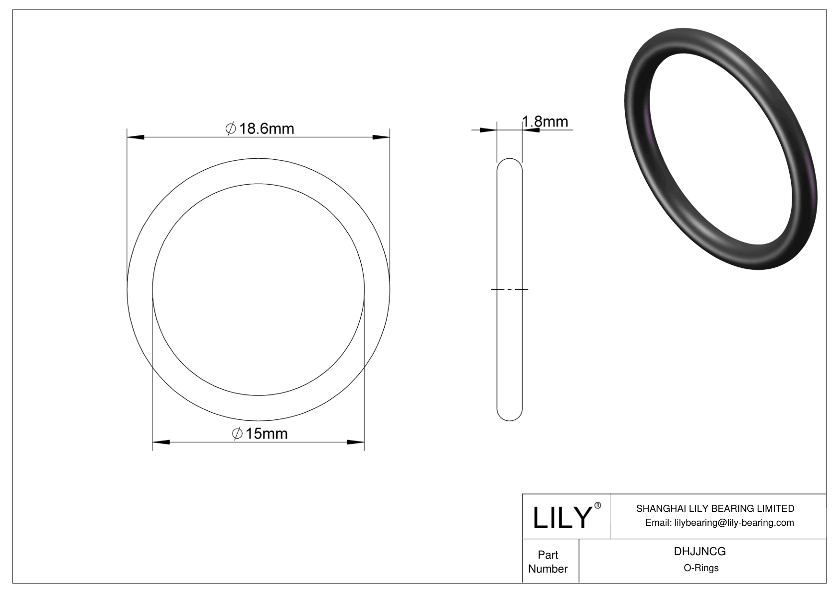 DHJJNCG Oil Resistant O-Rings Round cad drawing