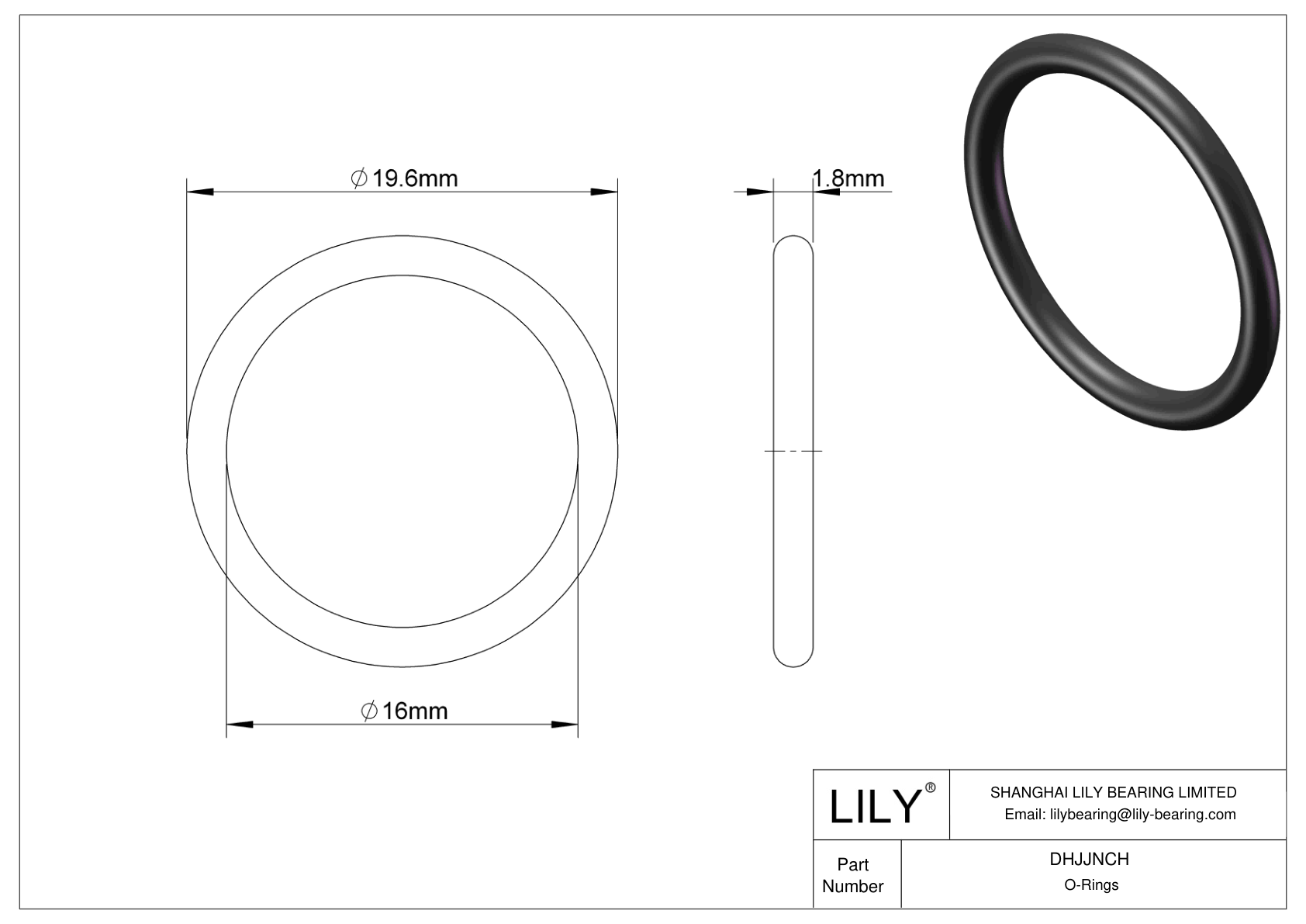 DHJJNCH Oil Resistant O-Rings Round cad drawing