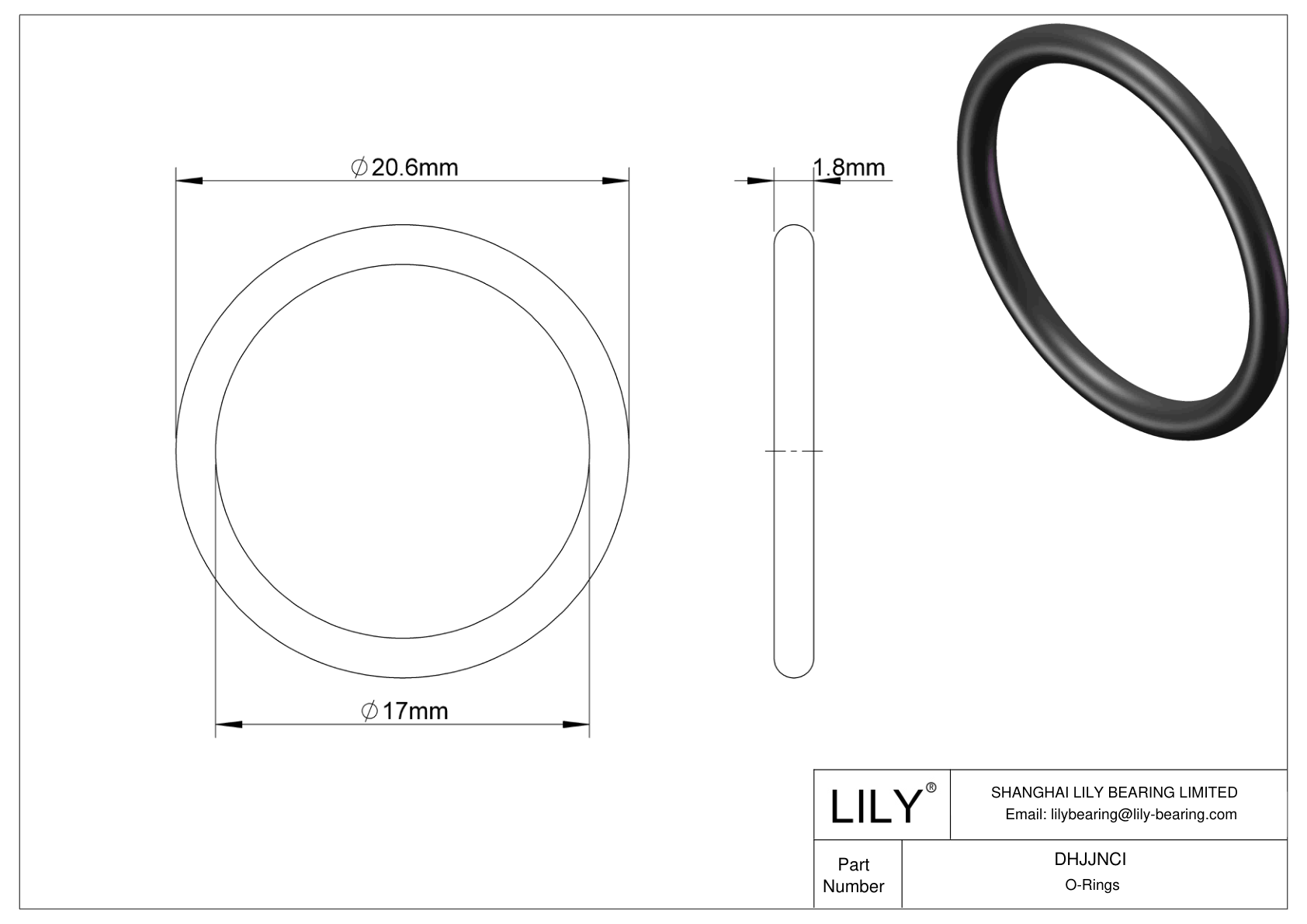 DHJJNCI Oil Resistant O-Rings Round cad drawing