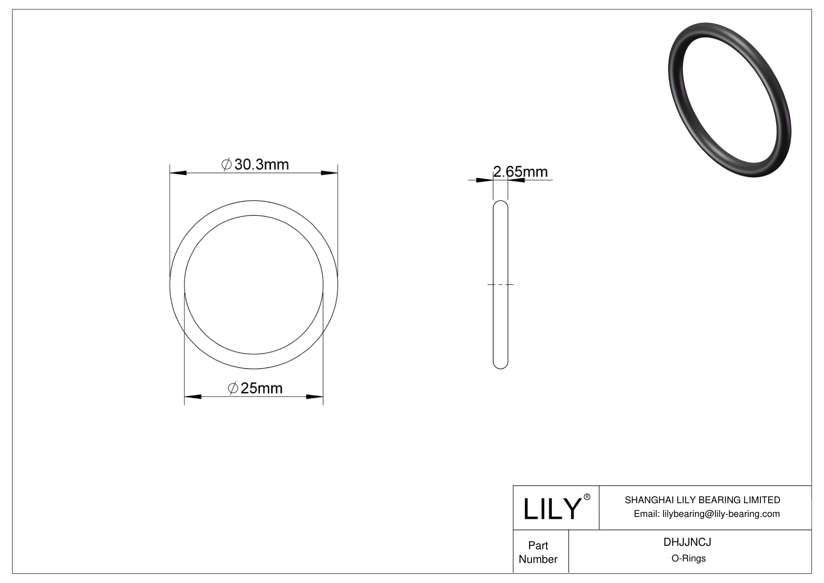 DHJJNCJ Oil Resistant O-Rings Round cad drawing