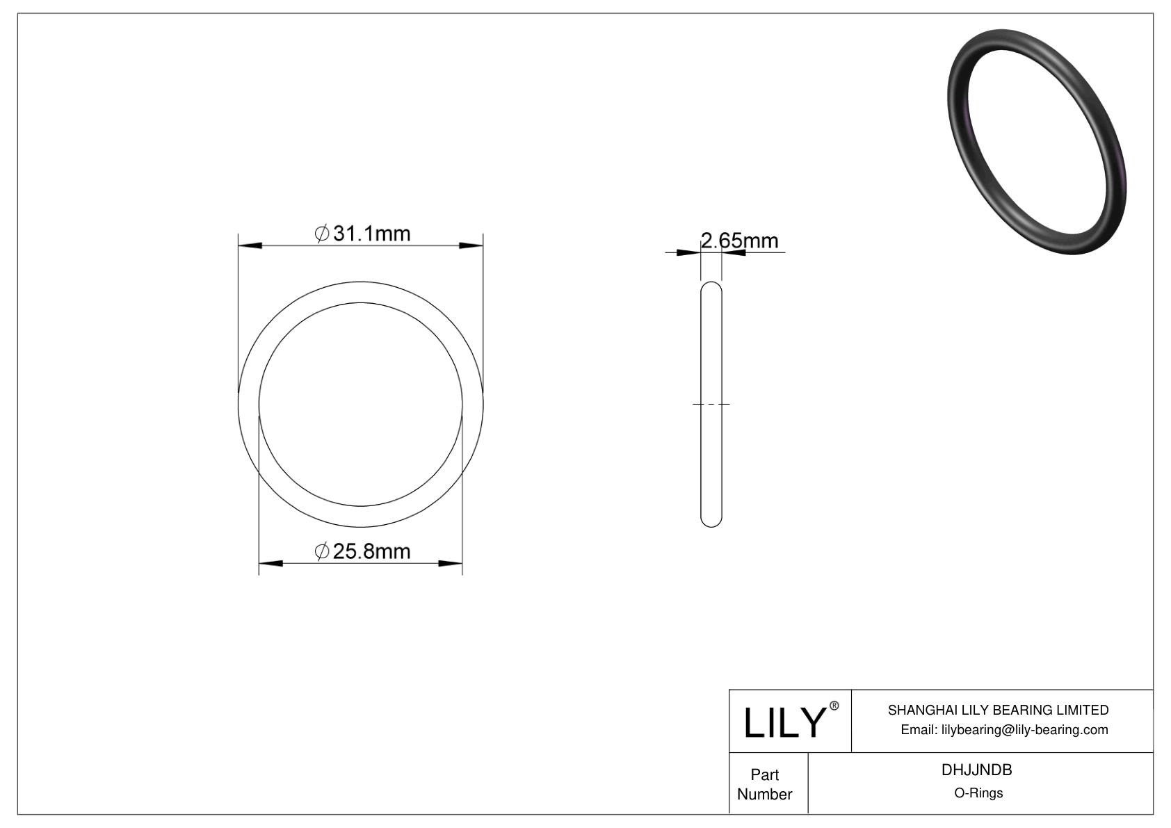 DHJJNDB Oil Resistant O-Rings Round cad drawing