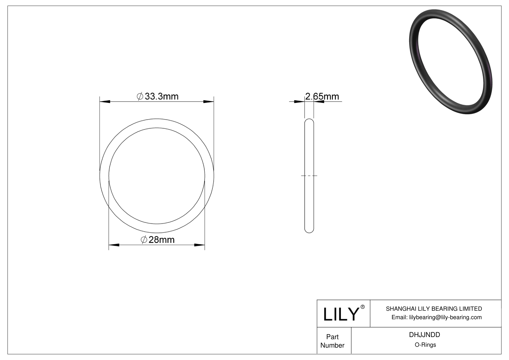 DHJJNDD Oil Resistant O-Rings Round cad drawing