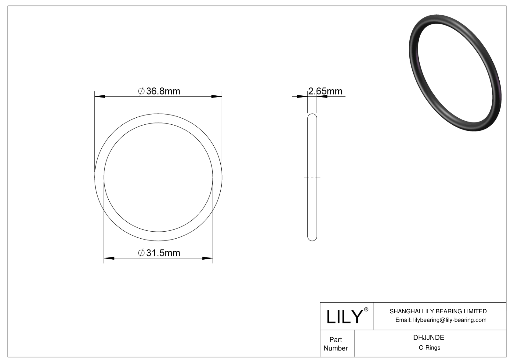 DHJJNDE Oil Resistant O-Rings Round cad drawing