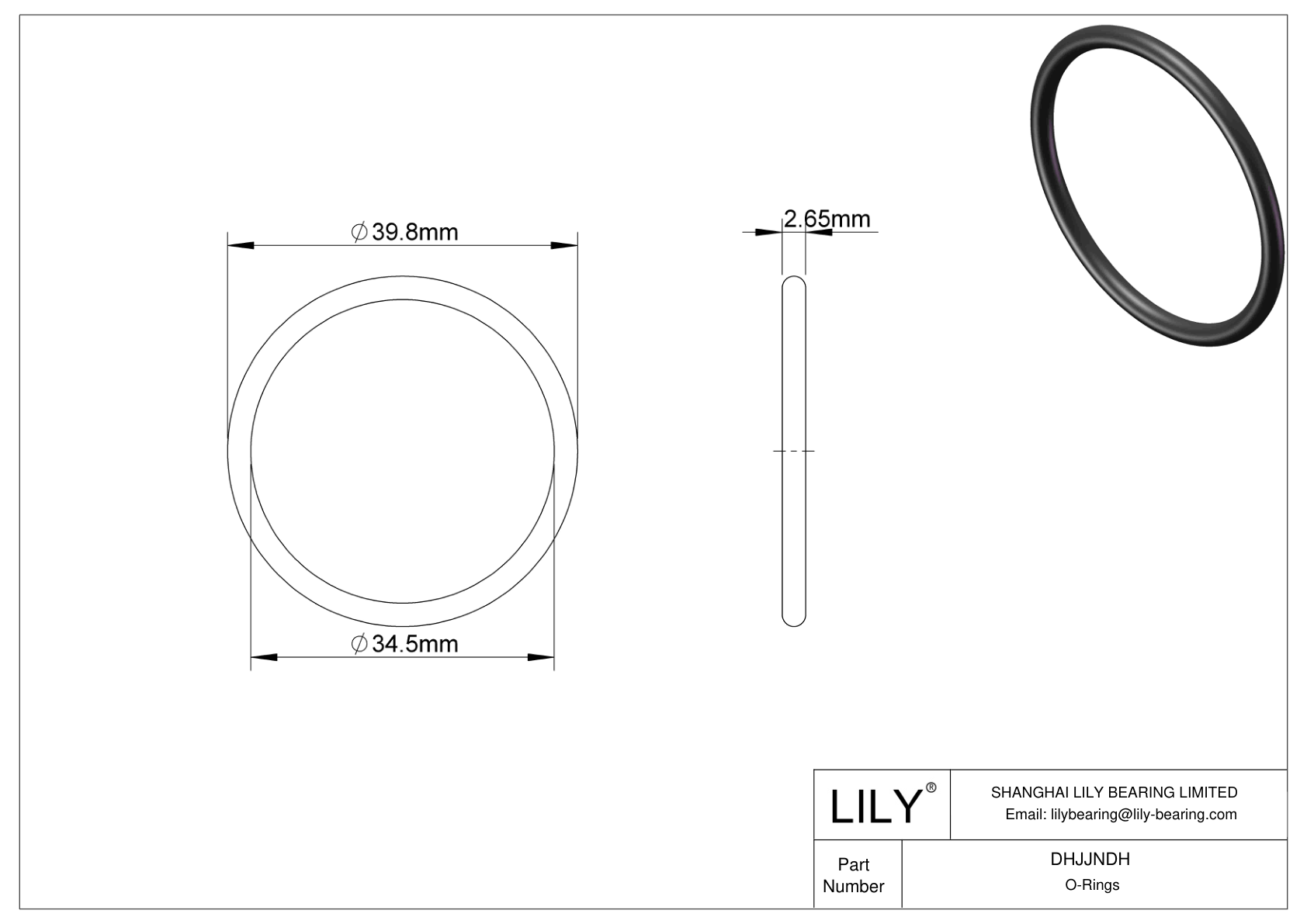 DHJJNDH Oil Resistant O-Rings Round cad drawing