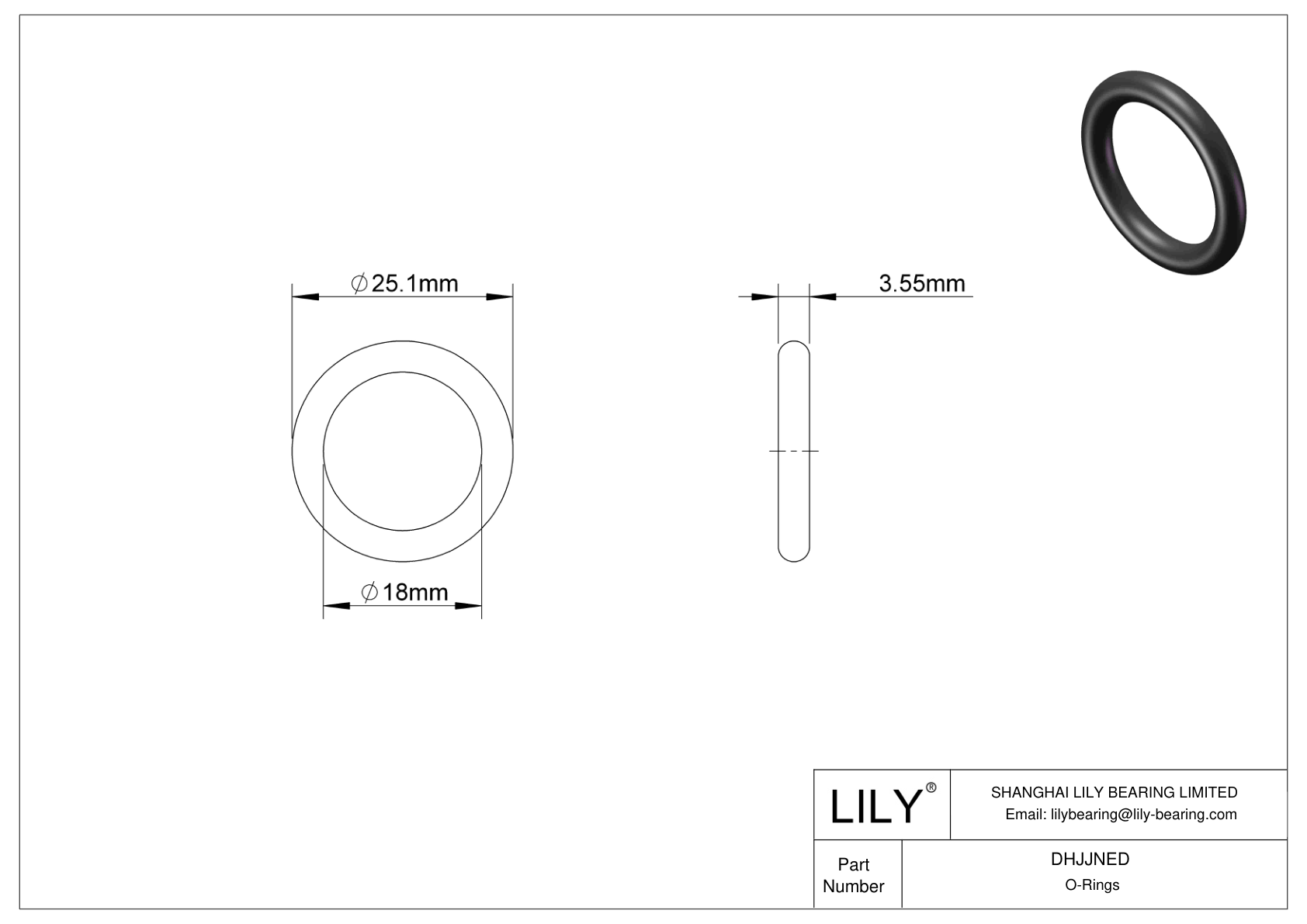 DHJJNED Oil Resistant O-Rings Round cad drawing