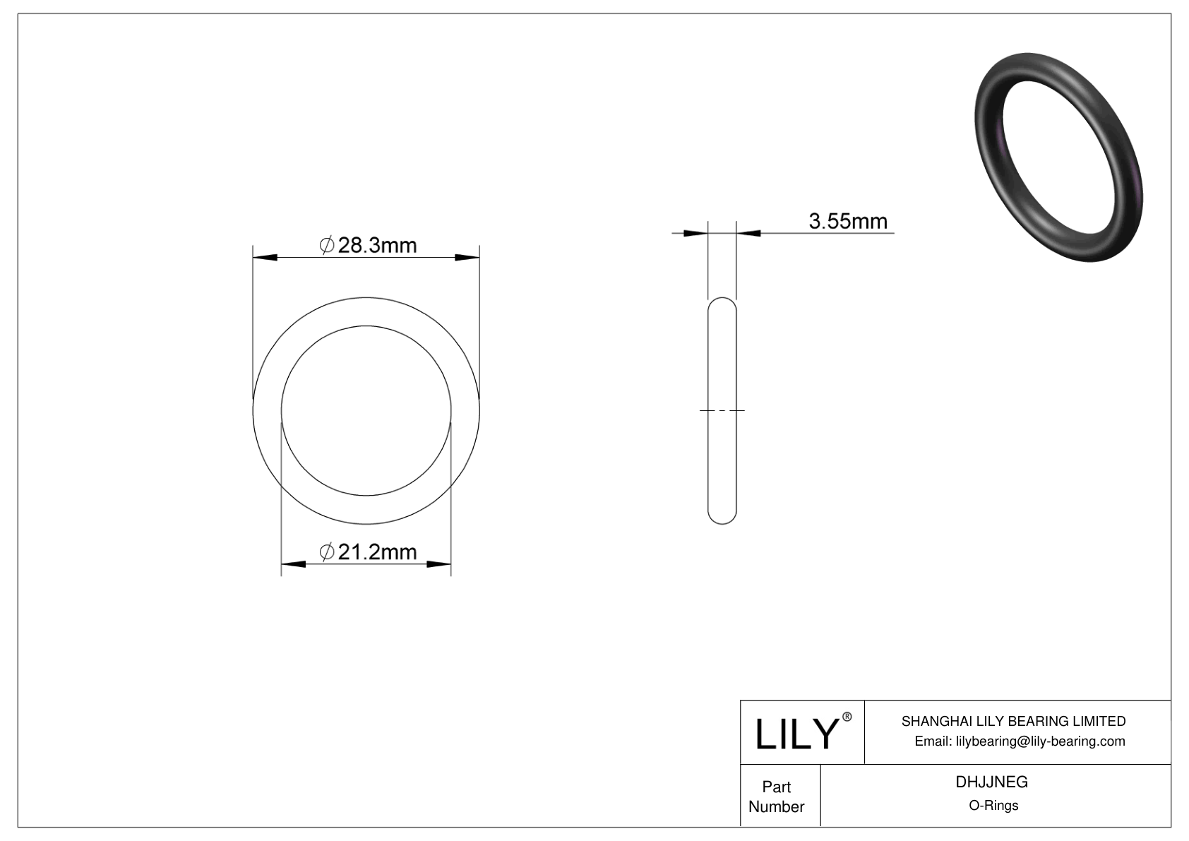 DHJJNEG Oil Resistant O-Rings Round cad drawing