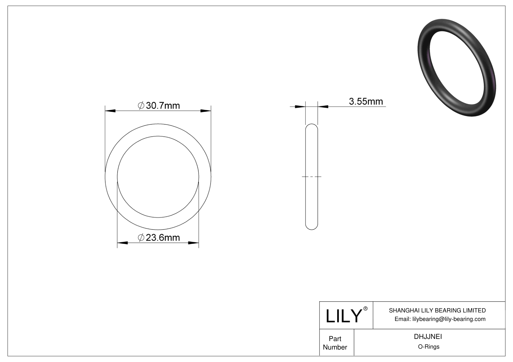 DHJJNEI Oil Resistant O-Rings Round cad drawing