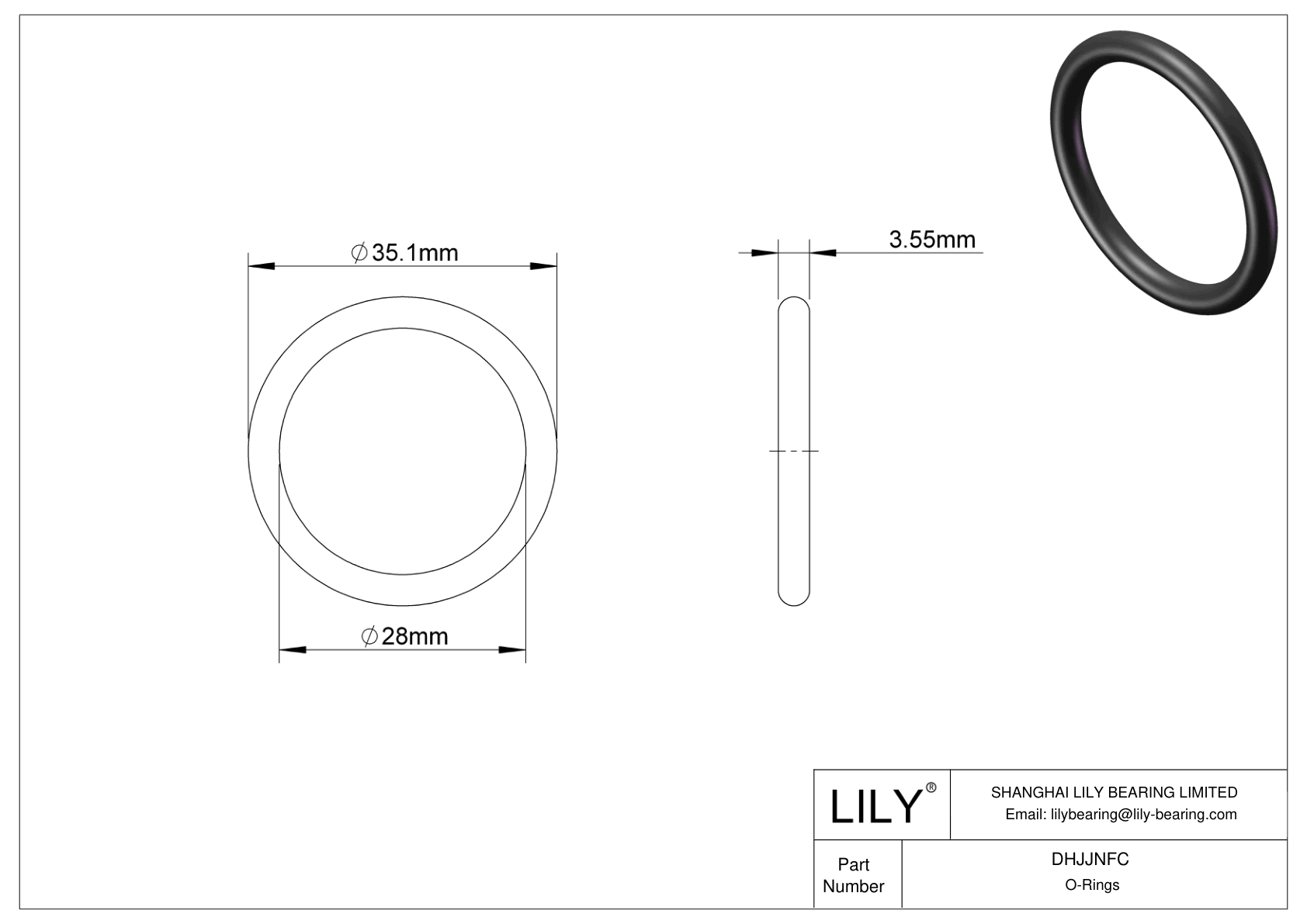 DHJJNFC Oil Resistant O-Rings Round cad drawing