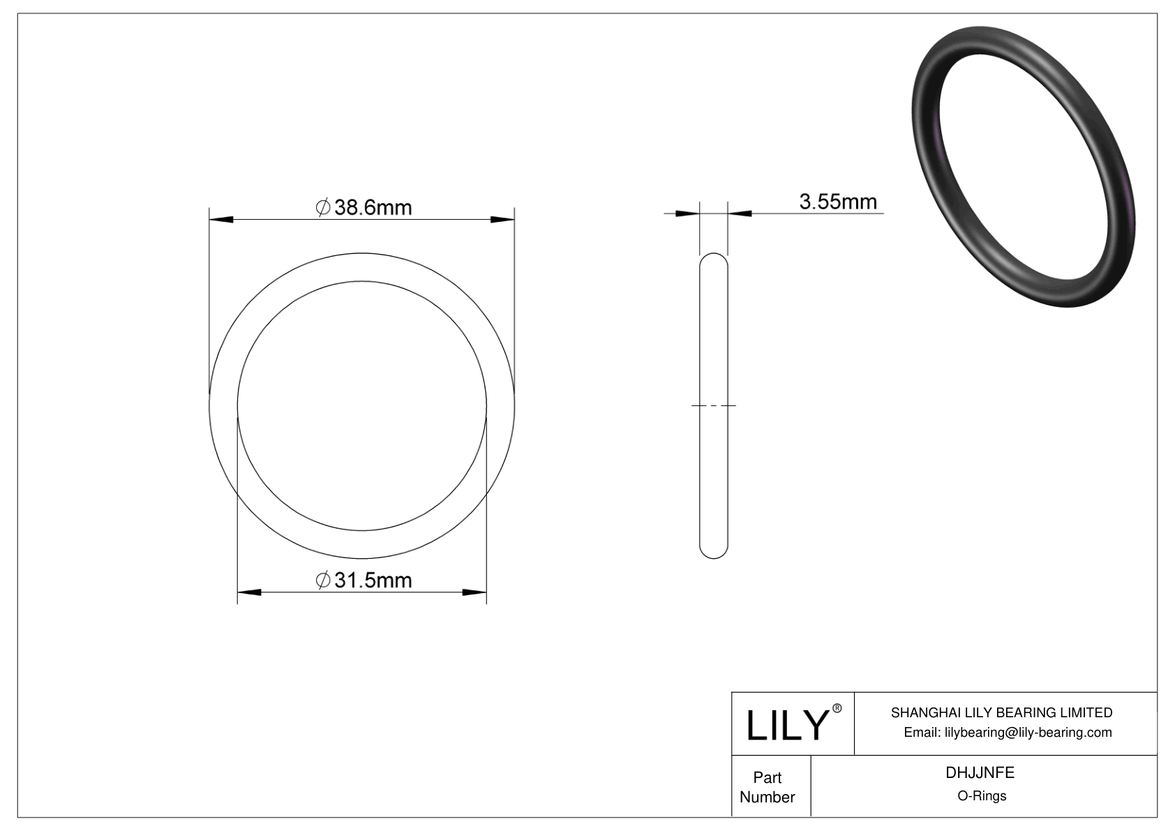 DHJJNFE Oil Resistant O-Rings Round cad drawing