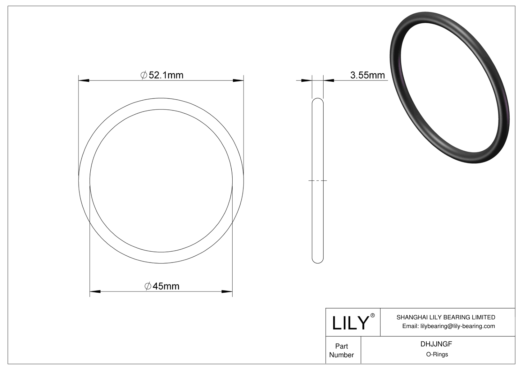 DHJJNGF Oil Resistant O-Rings Round cad drawing