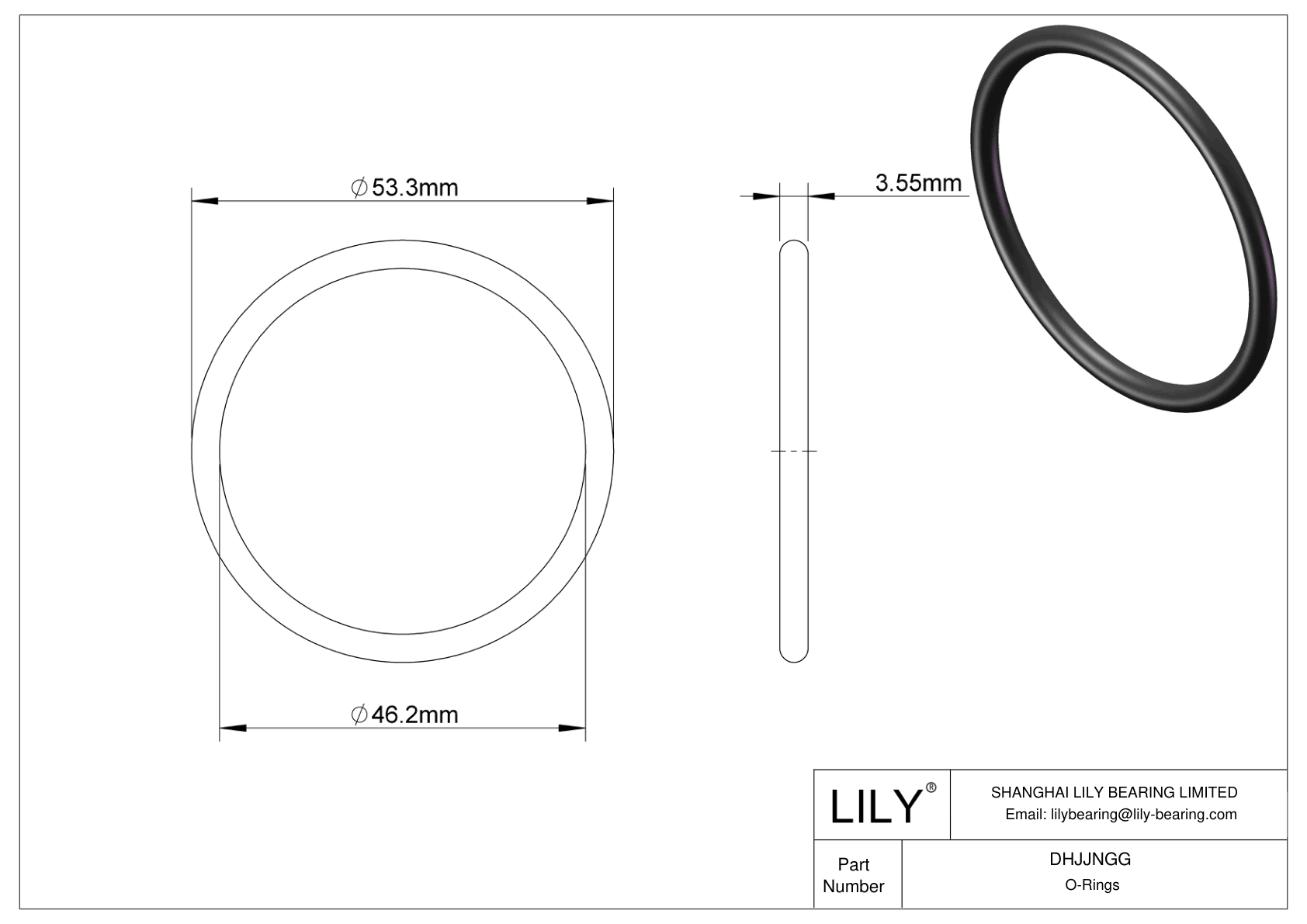 DHJJNGG Oil Resistant O-Rings Round cad drawing