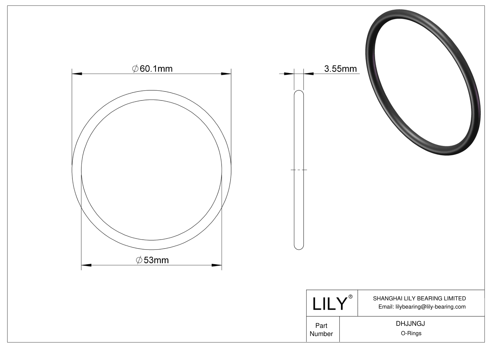 DHJJNGJ Oil Resistant O-Rings Round cad drawing