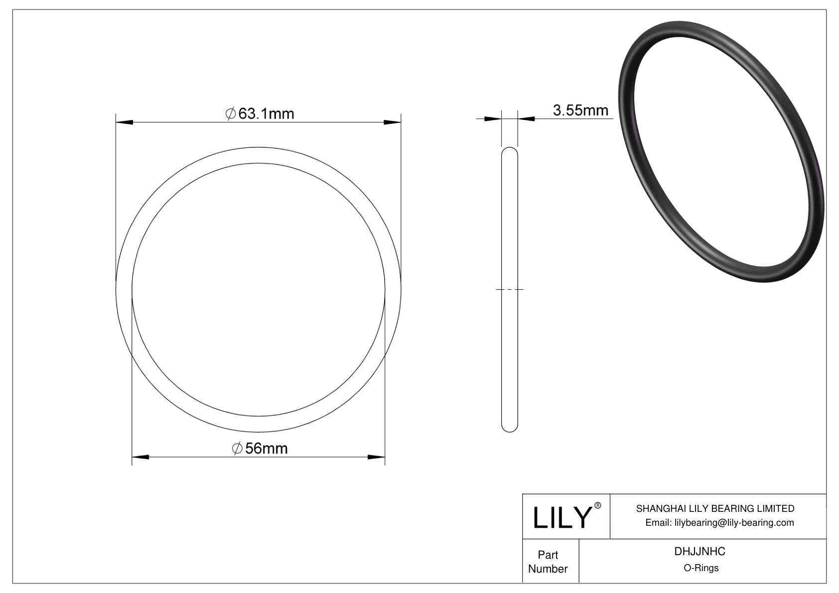 DHJJNHC Oil Resistant O-Rings Round cad drawing