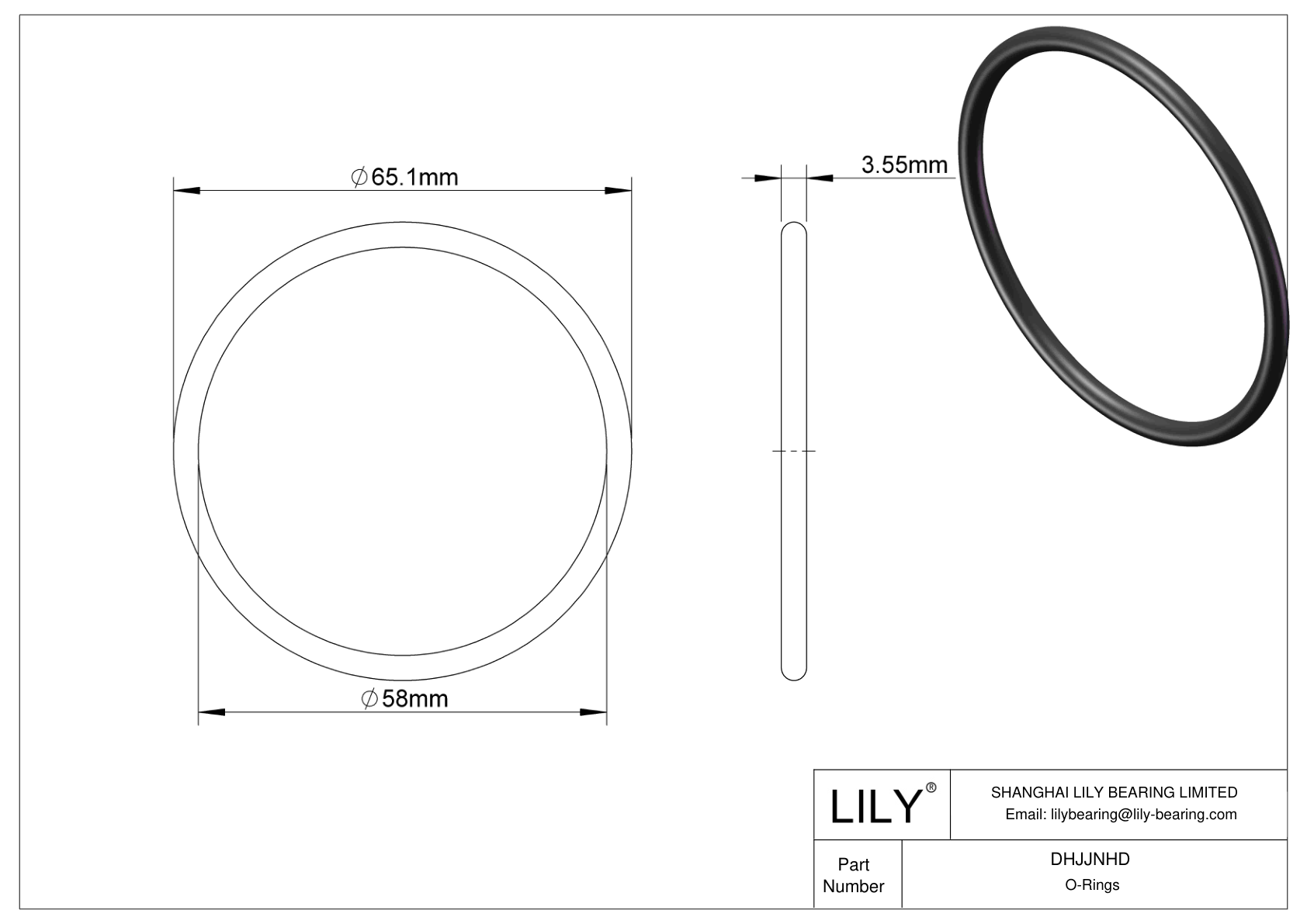 DHJJNHD Oil Resistant O-Rings Round cad drawing