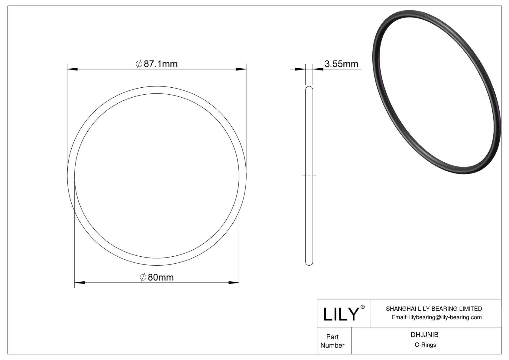 DHJJNIB Oil Resistant O-Rings Round cad drawing