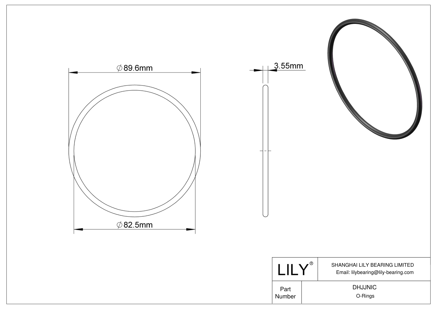 DHJJNIC Oil Resistant O-Rings Round cad drawing