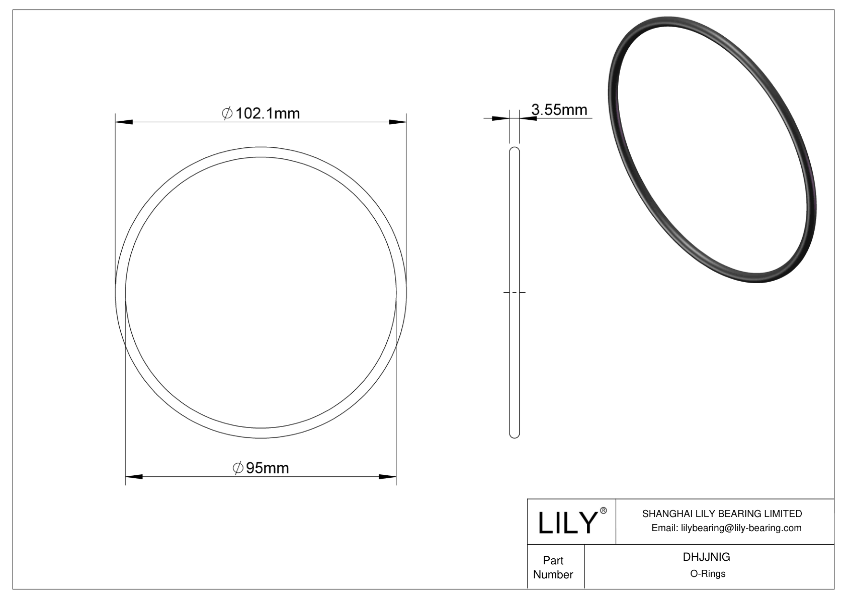 DHJJNIG Oil Resistant O-Rings Round cad drawing