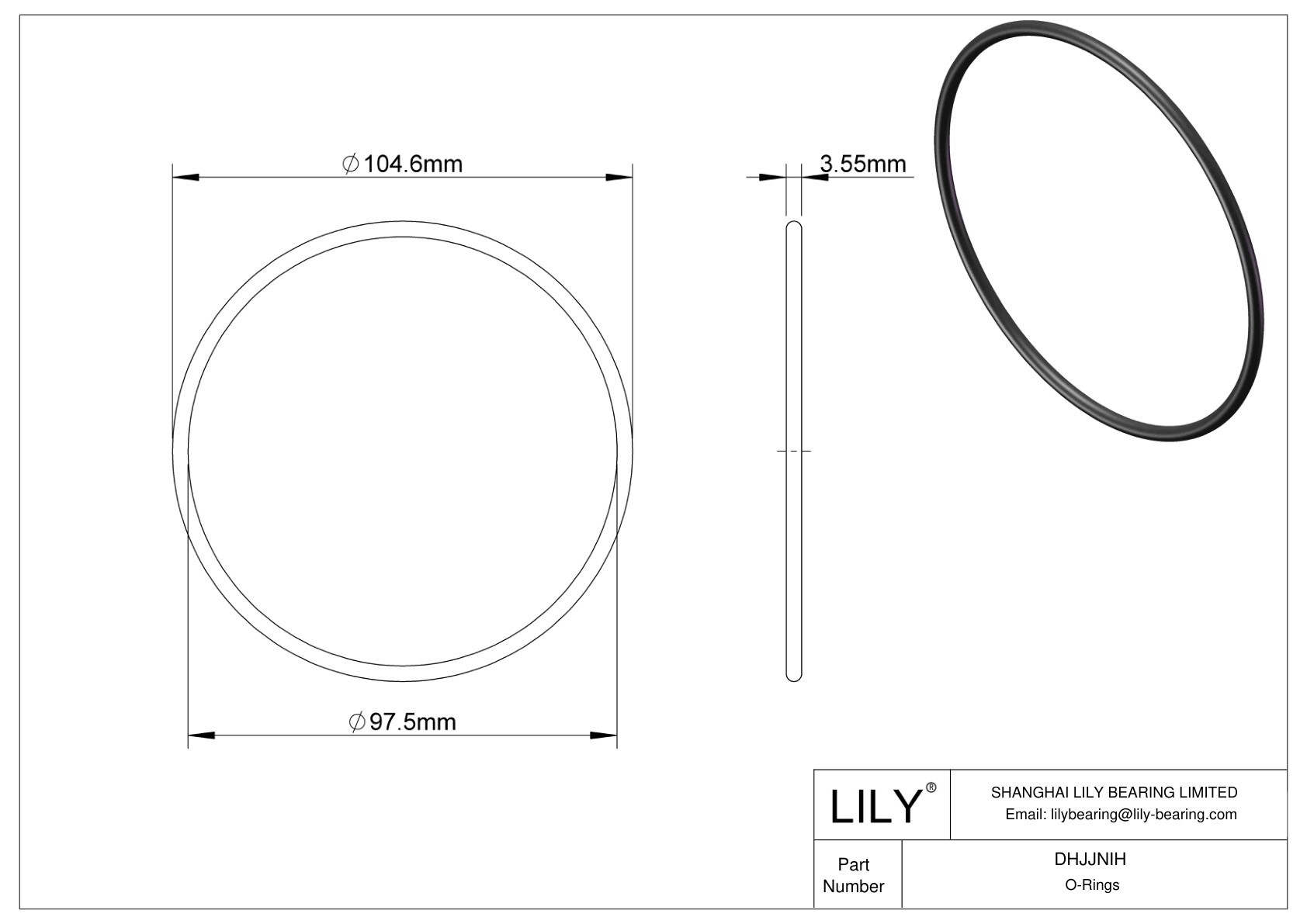 DHJJNIH Oil Resistant O-Rings Round cad drawing