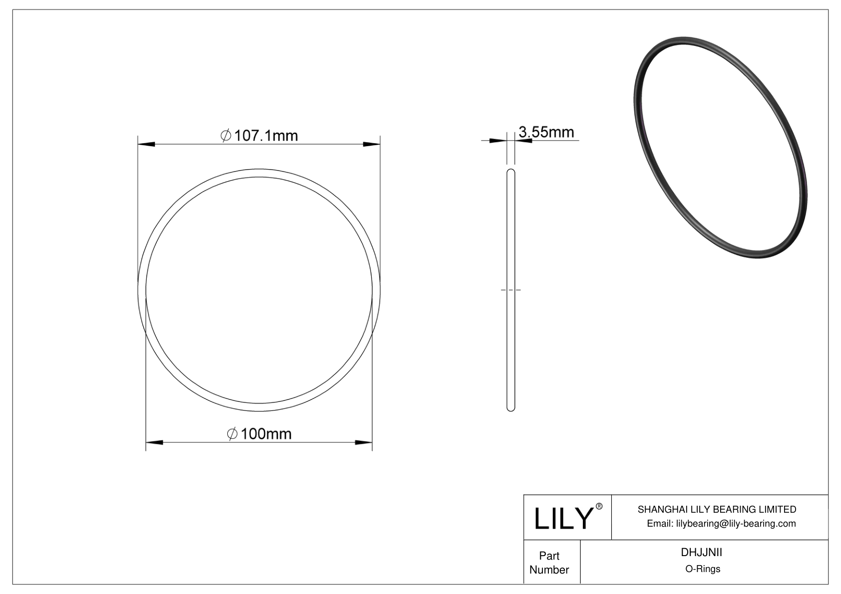 DHJJNII Oil Resistant O-Rings Round cad drawing