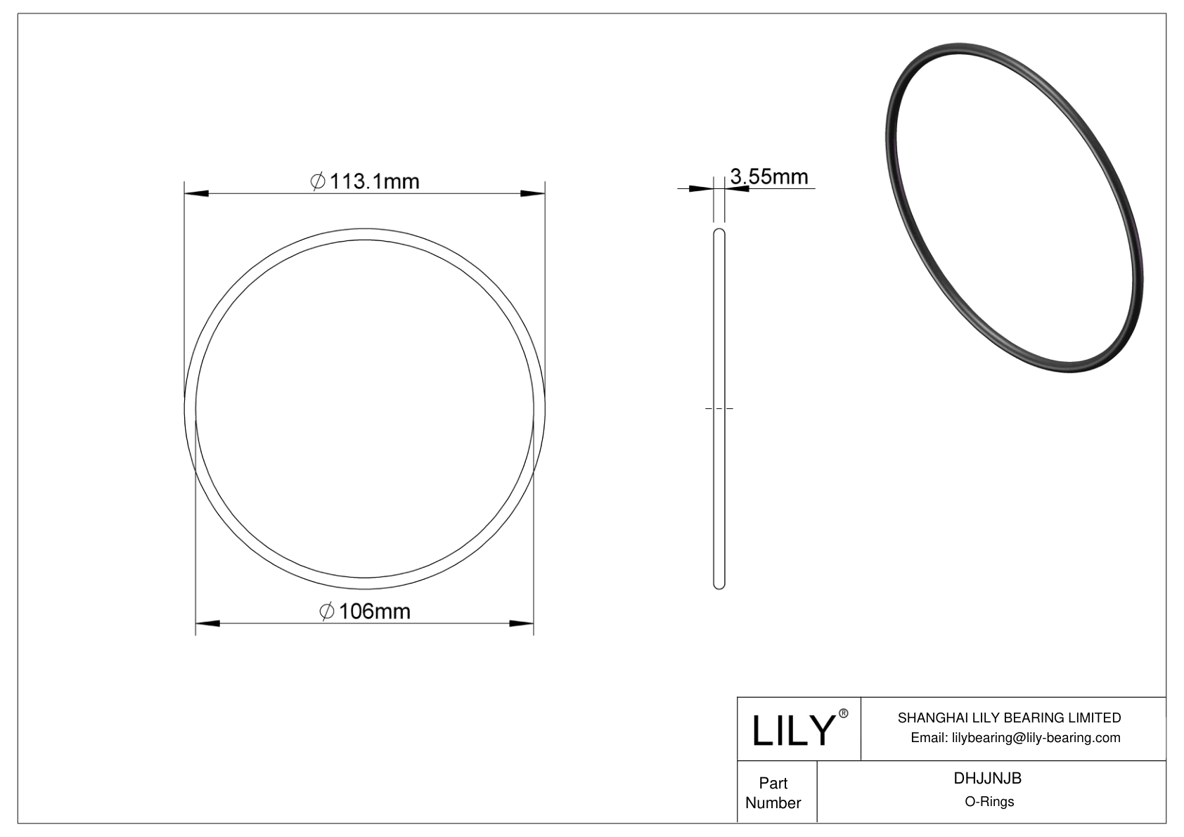 DHJJNJB Oil Resistant O-Rings Round cad drawing