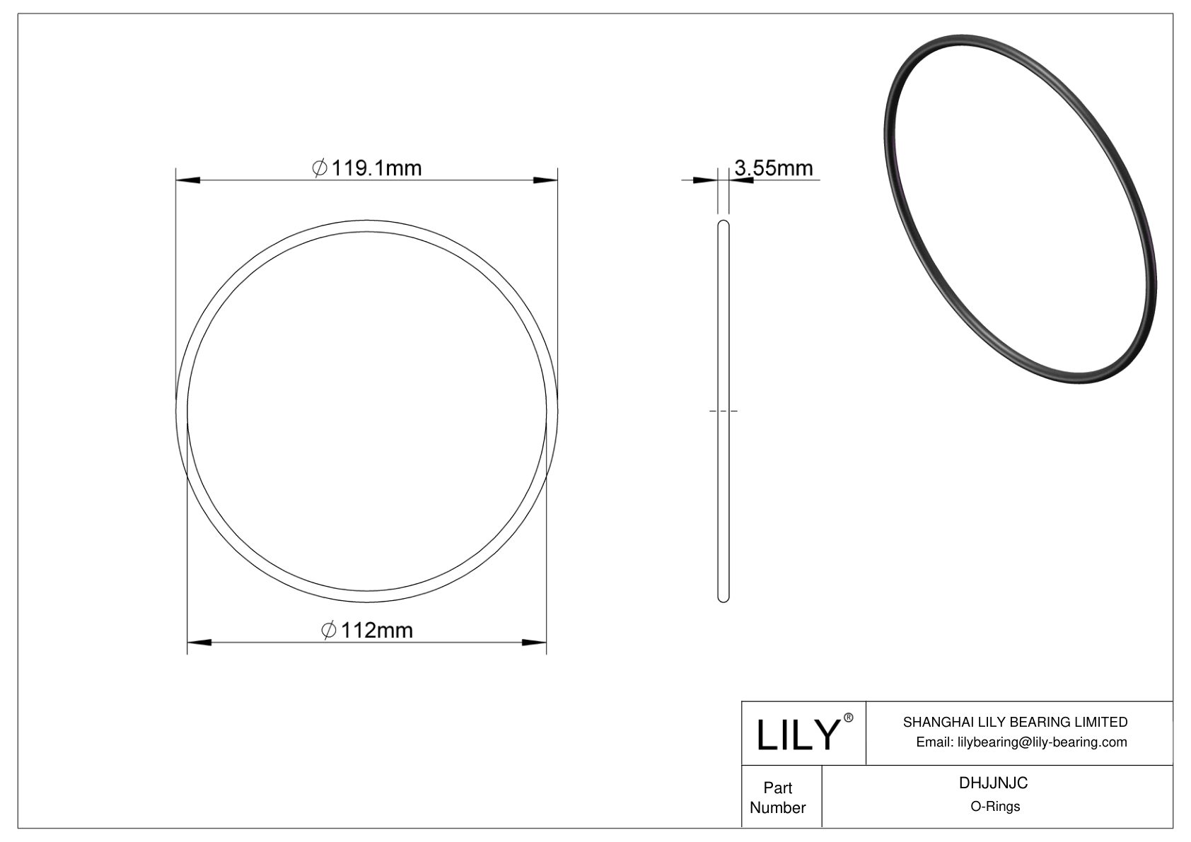 DHJJNJC Oil Resistant O-Rings Round cad drawing