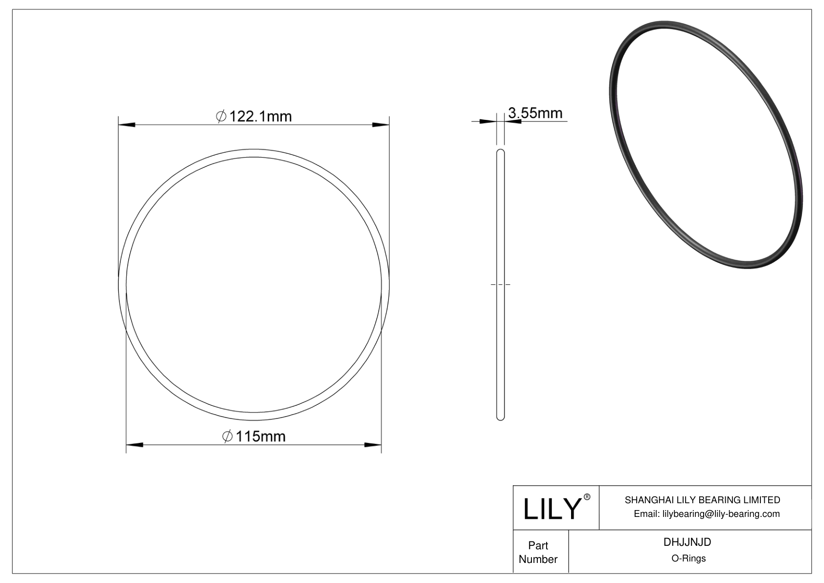 DHJJNJD Oil Resistant O-Rings Round cad drawing