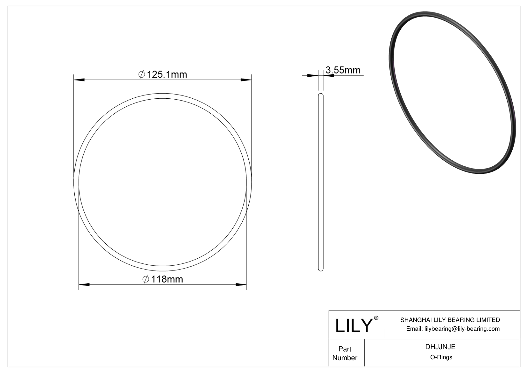 DHJJNJE Oil Resistant O-Rings Round cad drawing