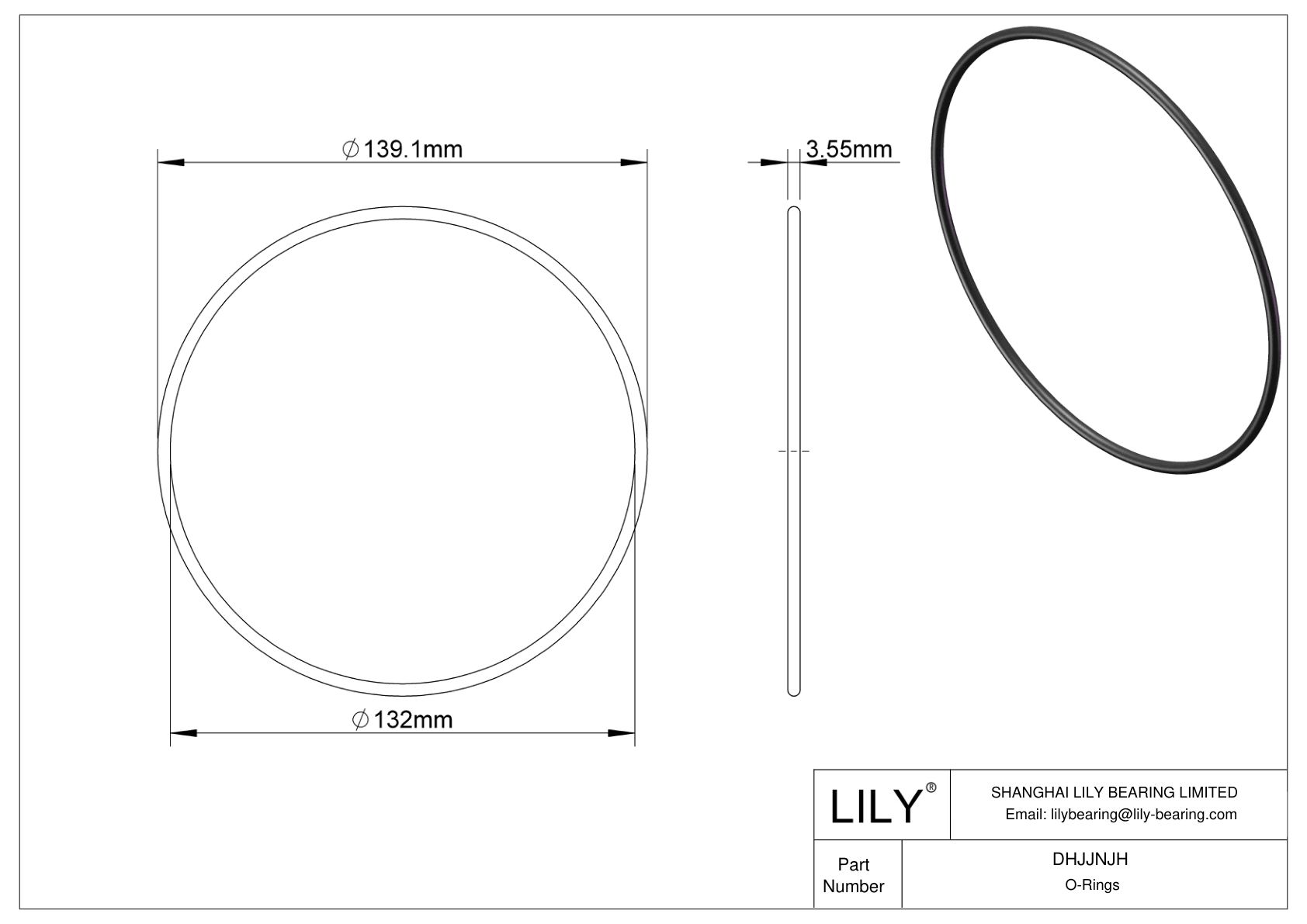 DHJJNJH Oil Resistant O-Rings Round cad drawing