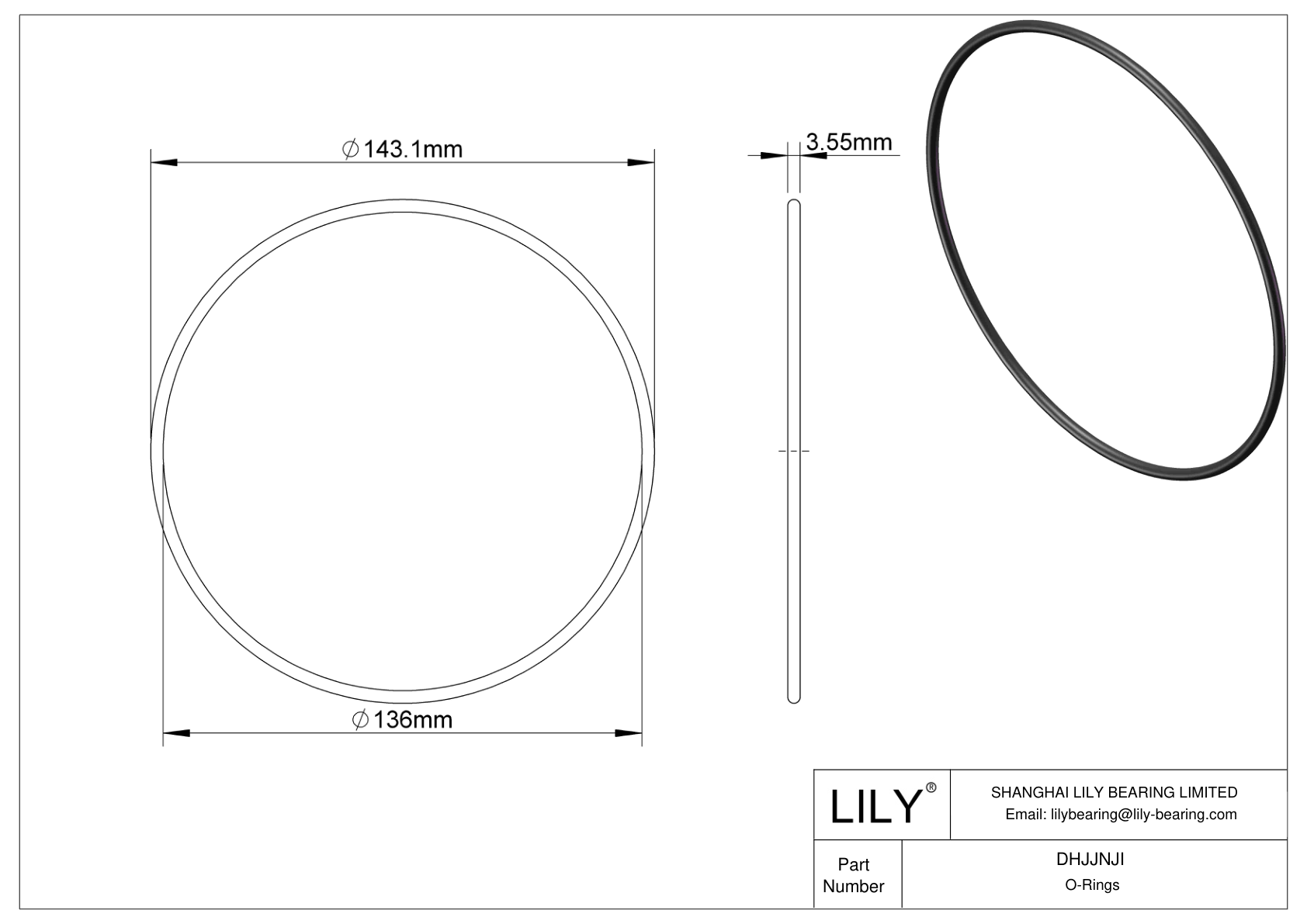 DHJJNJI Juntas tóricas redondas resistentes al aceite cad drawing