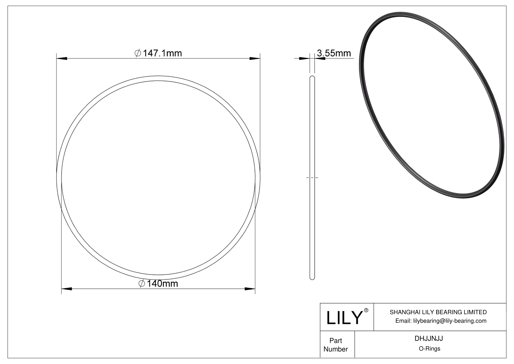 DHJJNJJ Juntas tóricas redondas resistentes al aceite cad drawing