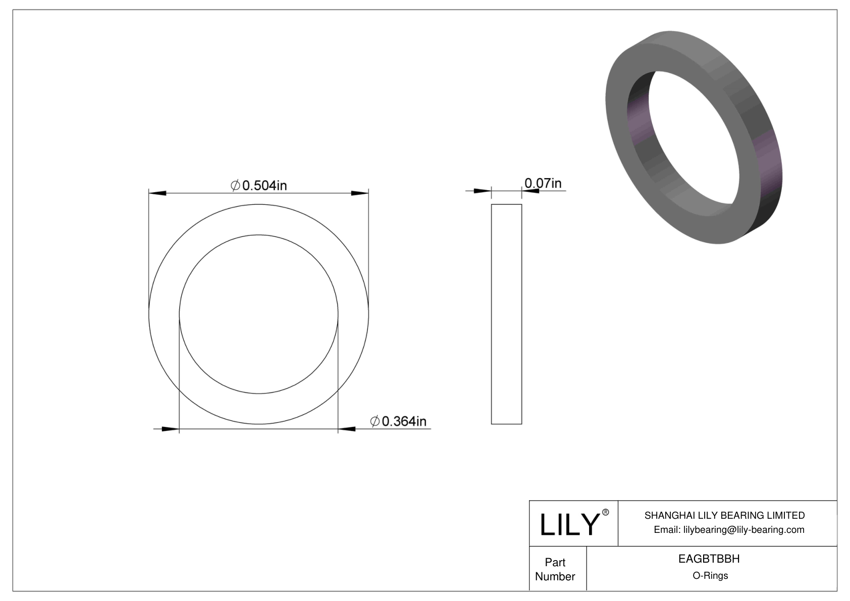 EAGBTBBH Oil Resistant O-Rings Square cad drawing