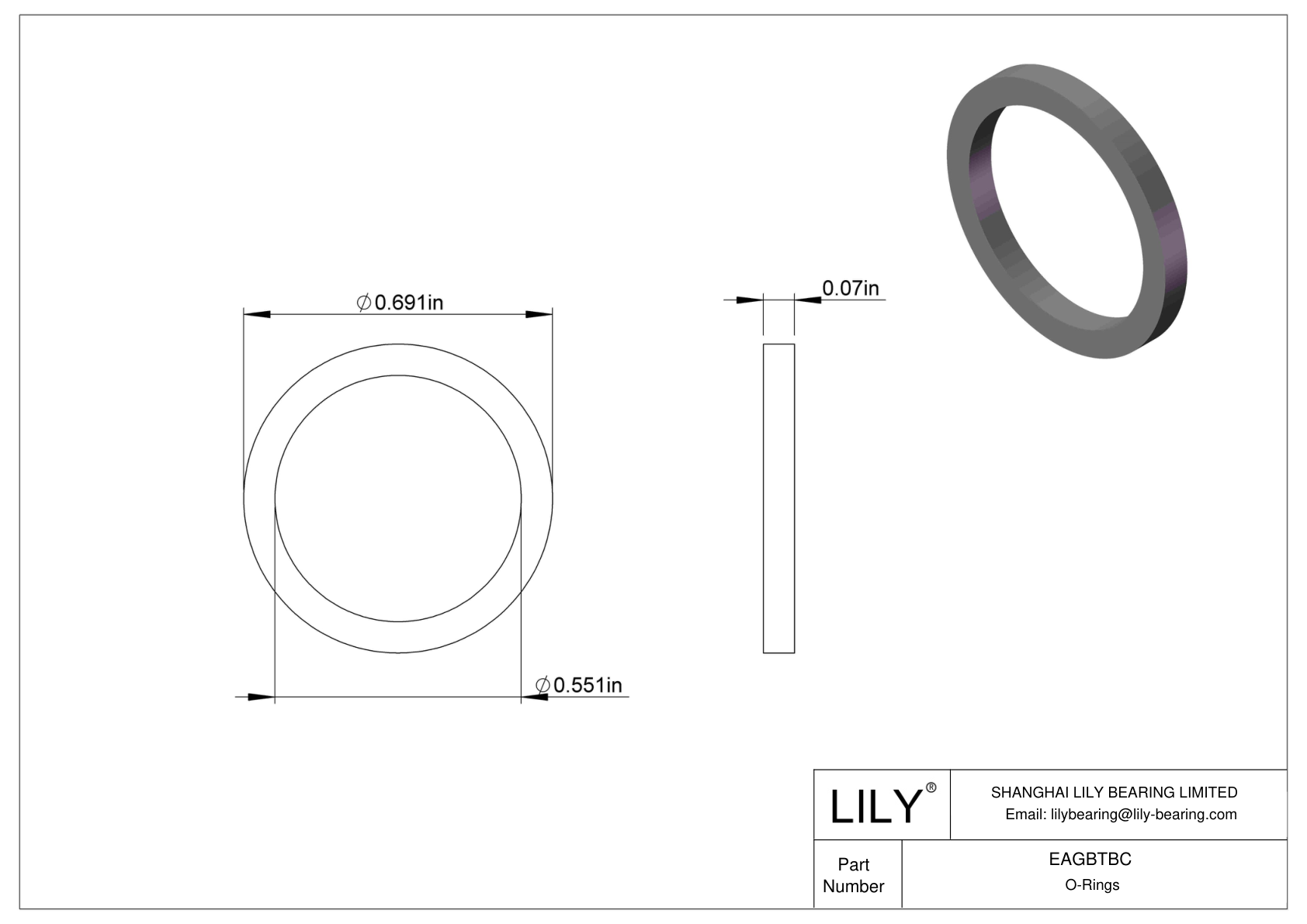 EAGBTBC Oil Resistant O-Rings Square cad drawing
