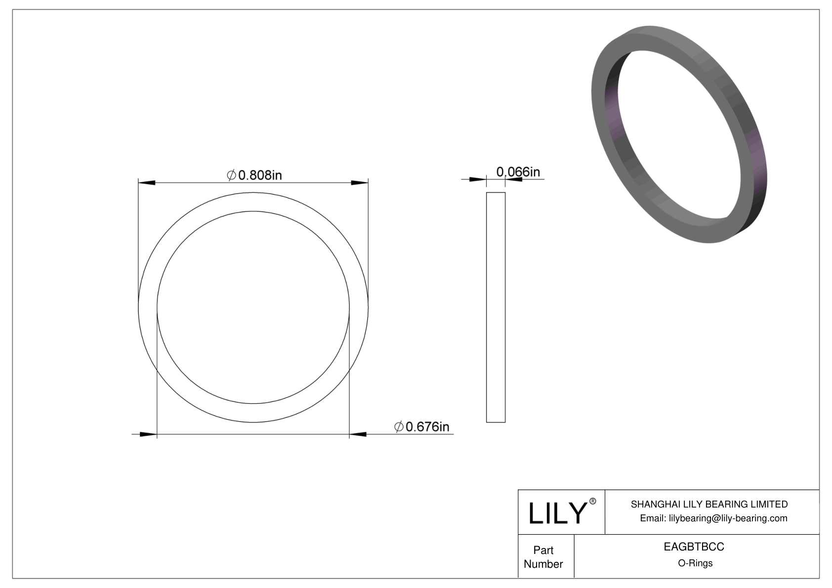 EAGBTBCC Oil Resistant O-Rings Square cad drawing