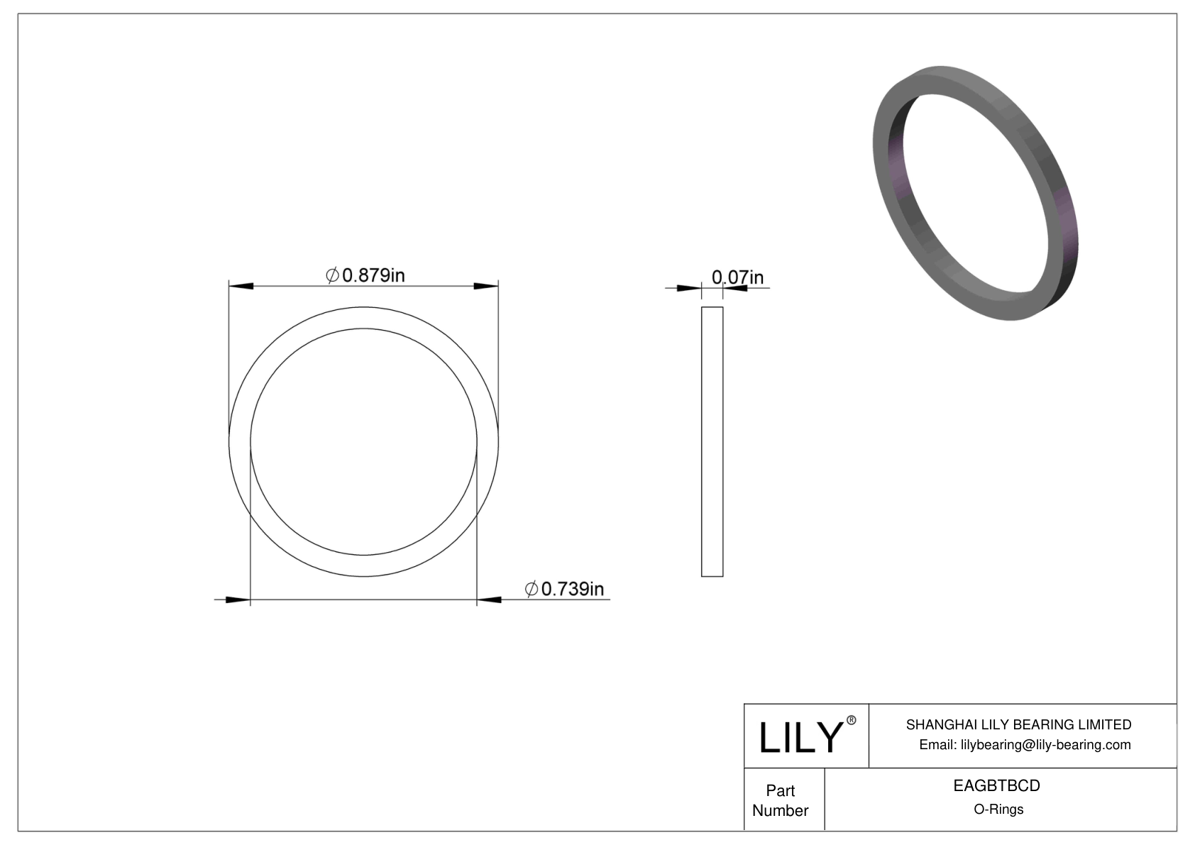 EAGBTBCD Oil Resistant O-Rings Square cad drawing