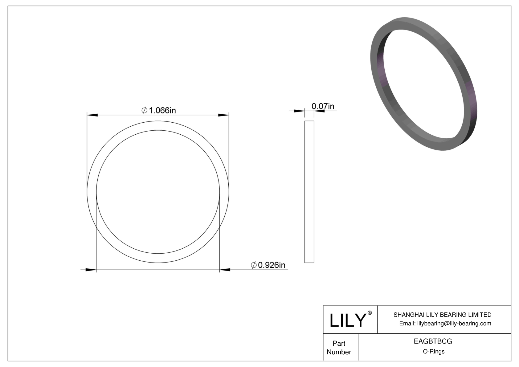 EAGBTBCG Oil Resistant O-Rings Square cad drawing