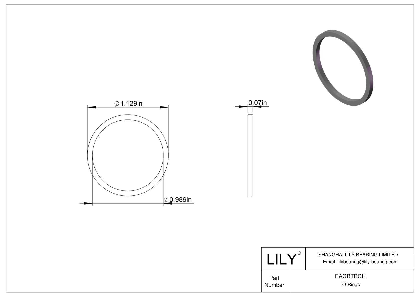 EAGBTBCH Oil Resistant O-Rings Square cad drawing