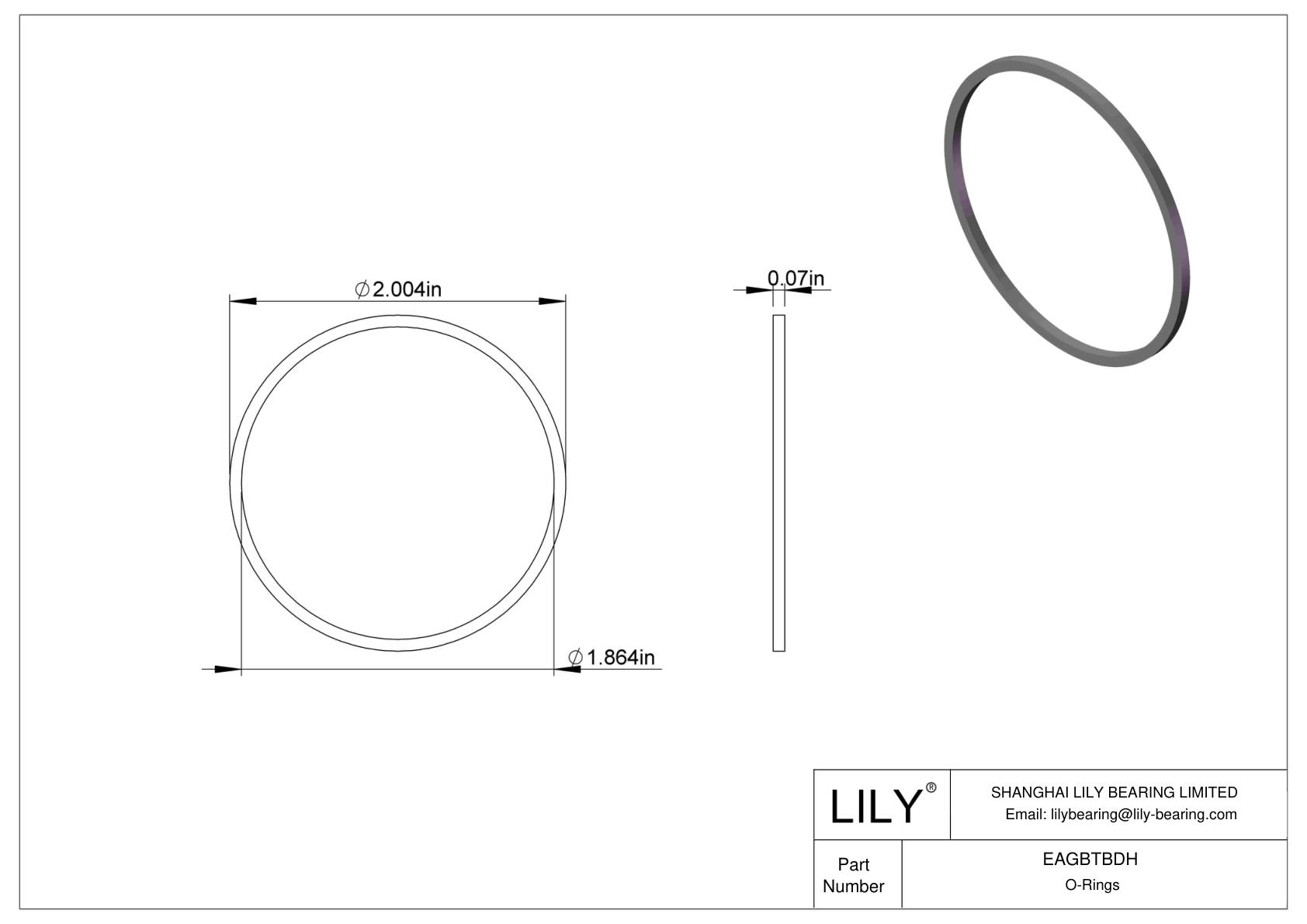 EAGBTBDH Oil Resistant O-Rings Square cad drawing
