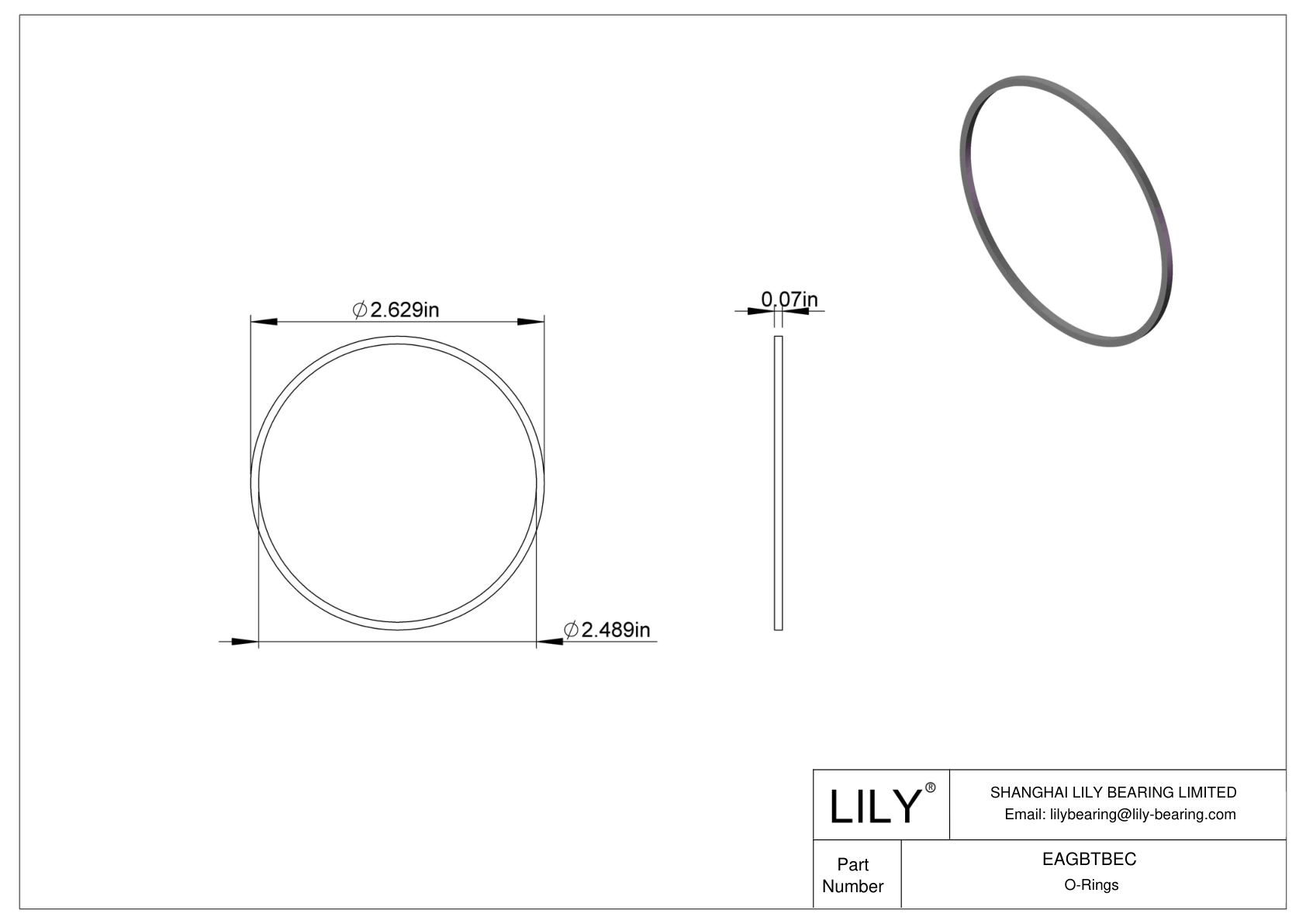 EAGBTBEC Oil Resistant O-Rings Square cad drawing