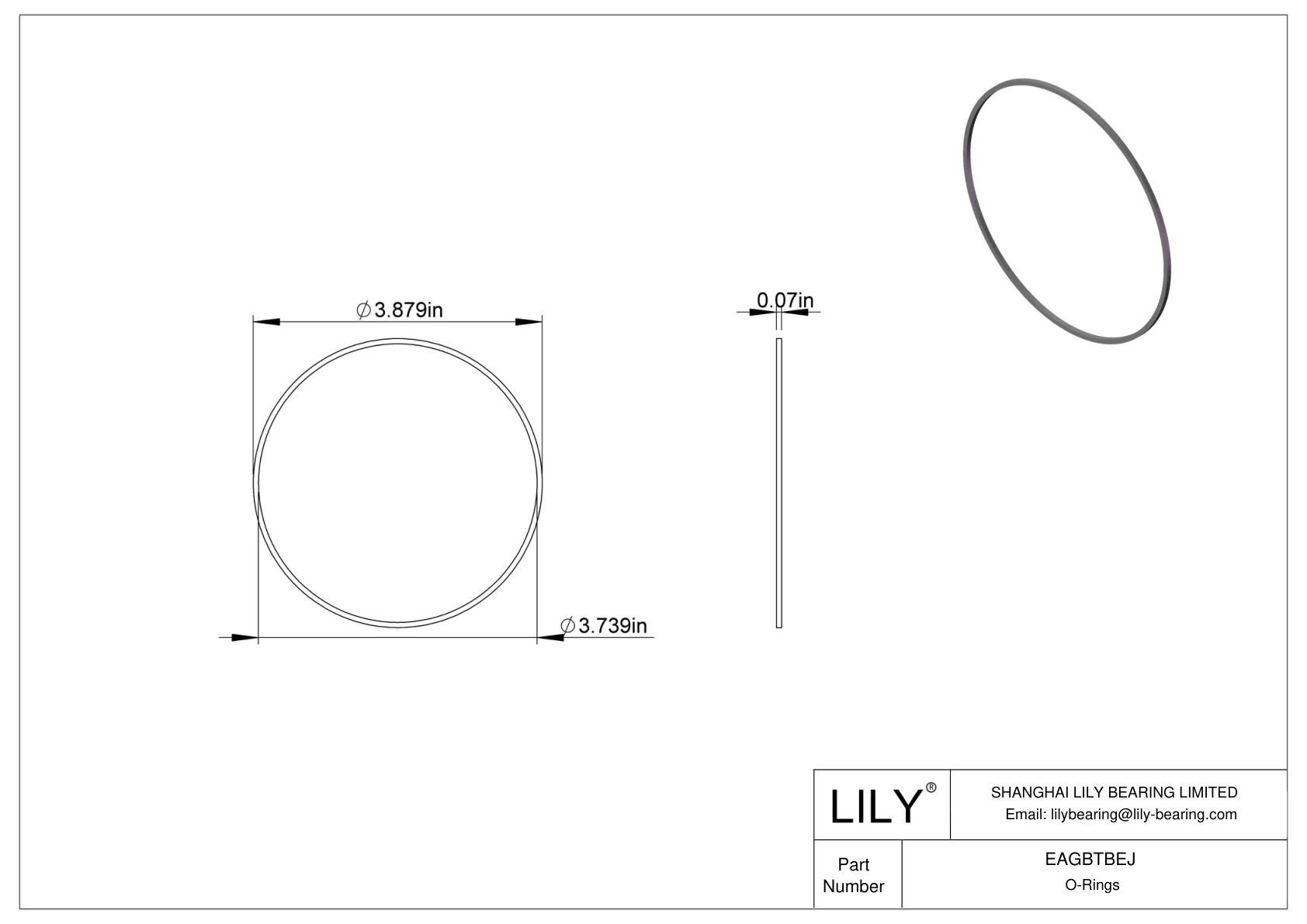 EAGBTBEJ Oil Resistant O-Rings Square cad drawing