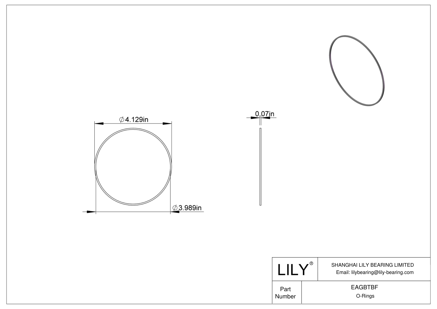 EAGBTBF Oil Resistant O-Rings Square cad drawing
