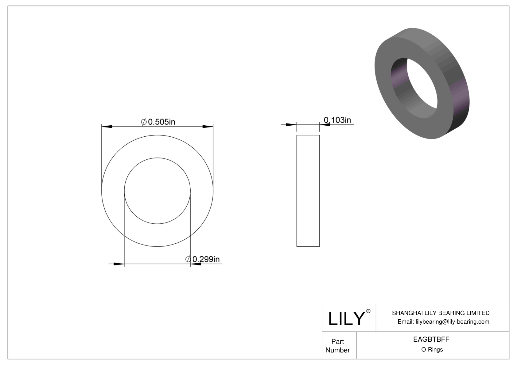 EAGBTBFF Oil Resistant O-Rings Square cad drawing