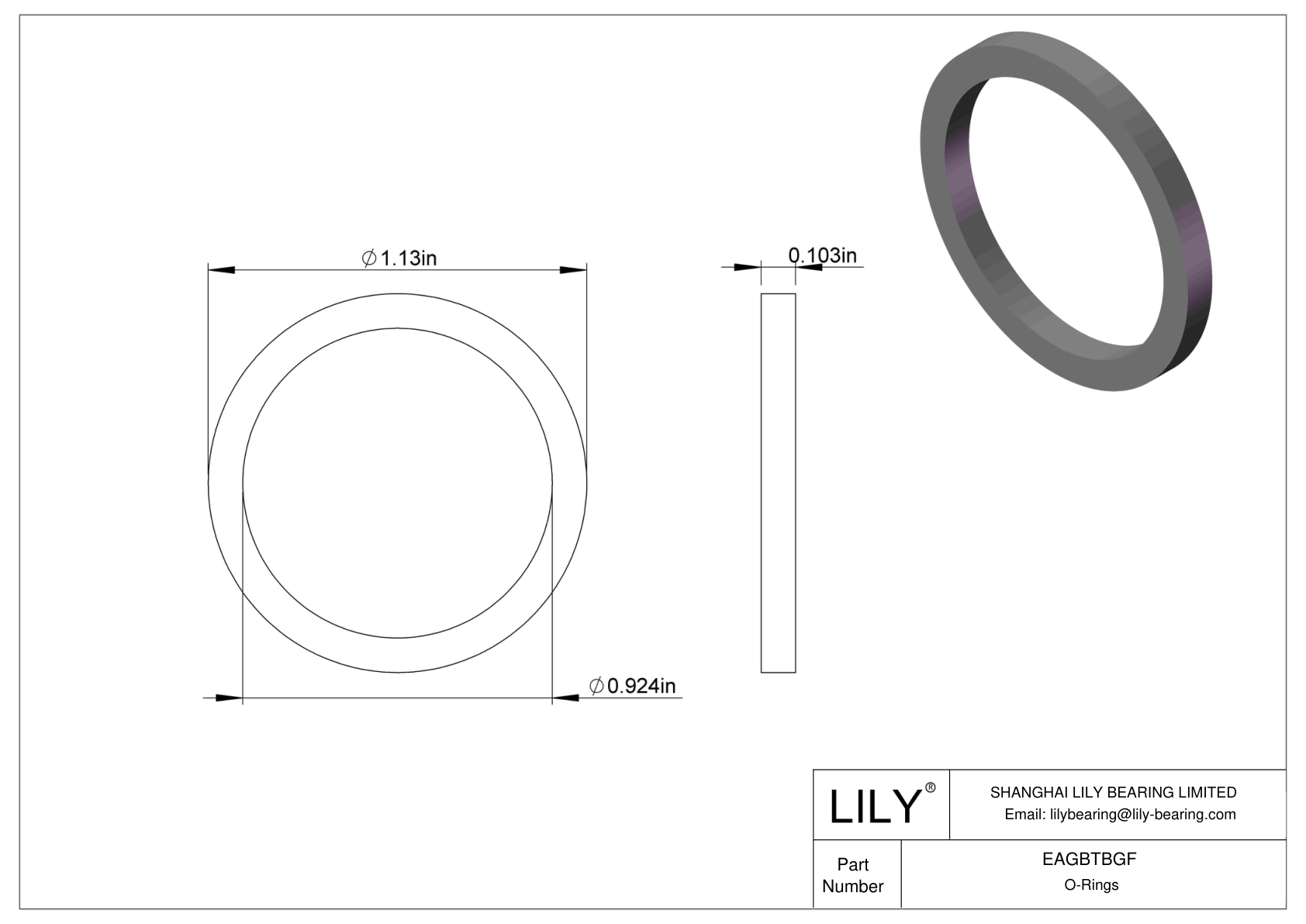 EAGBTBGF Oil Resistant O-Rings Square cad drawing