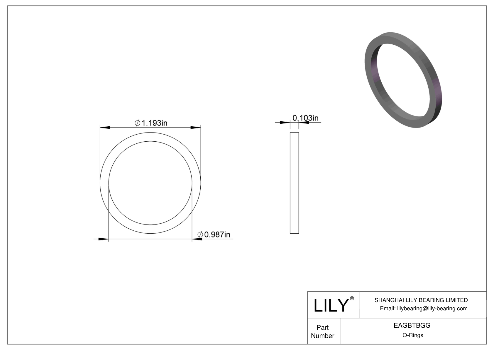 EAGBTBGG Oil Resistant O-Rings Square cad drawing