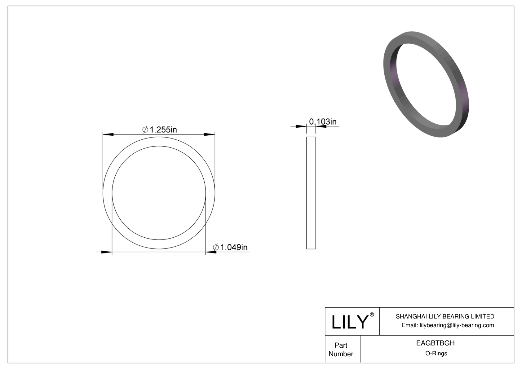 EAGBTBGH Oil Resistant O-Rings Square cad drawing