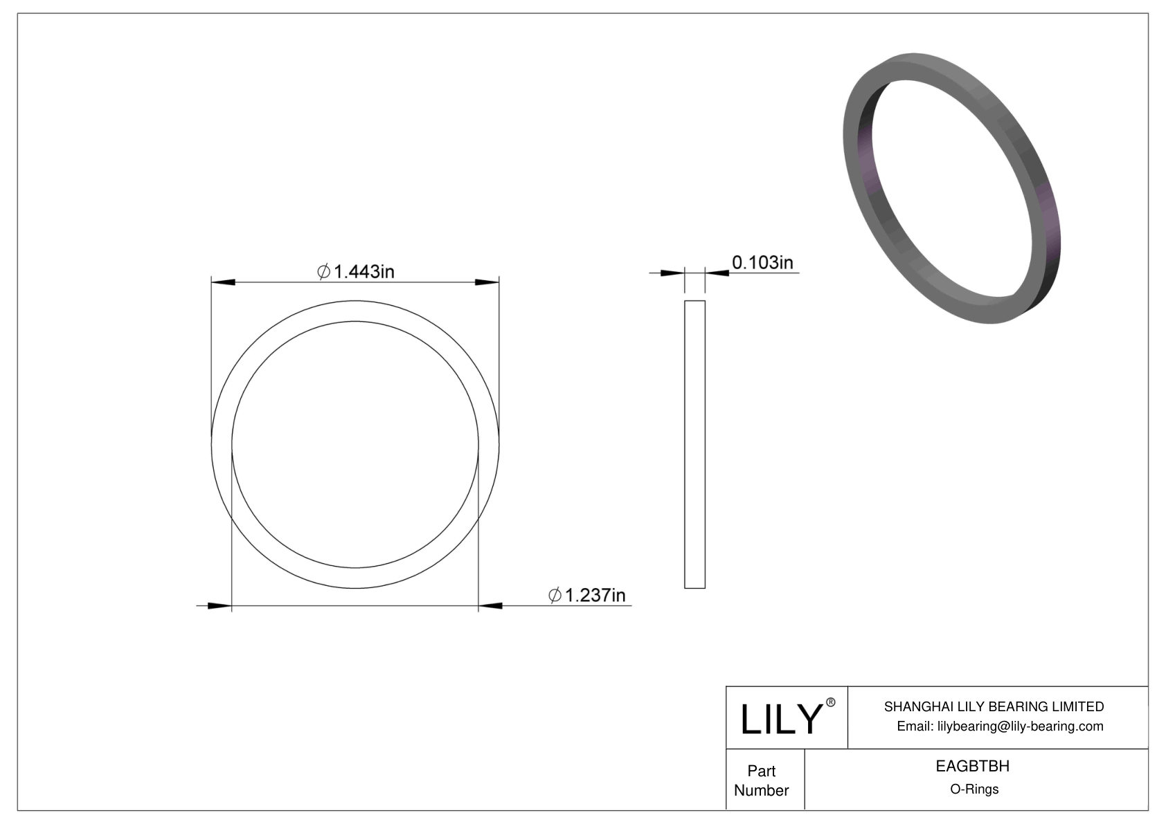 EAGBTBH Oil Resistant O-Rings Square cad drawing