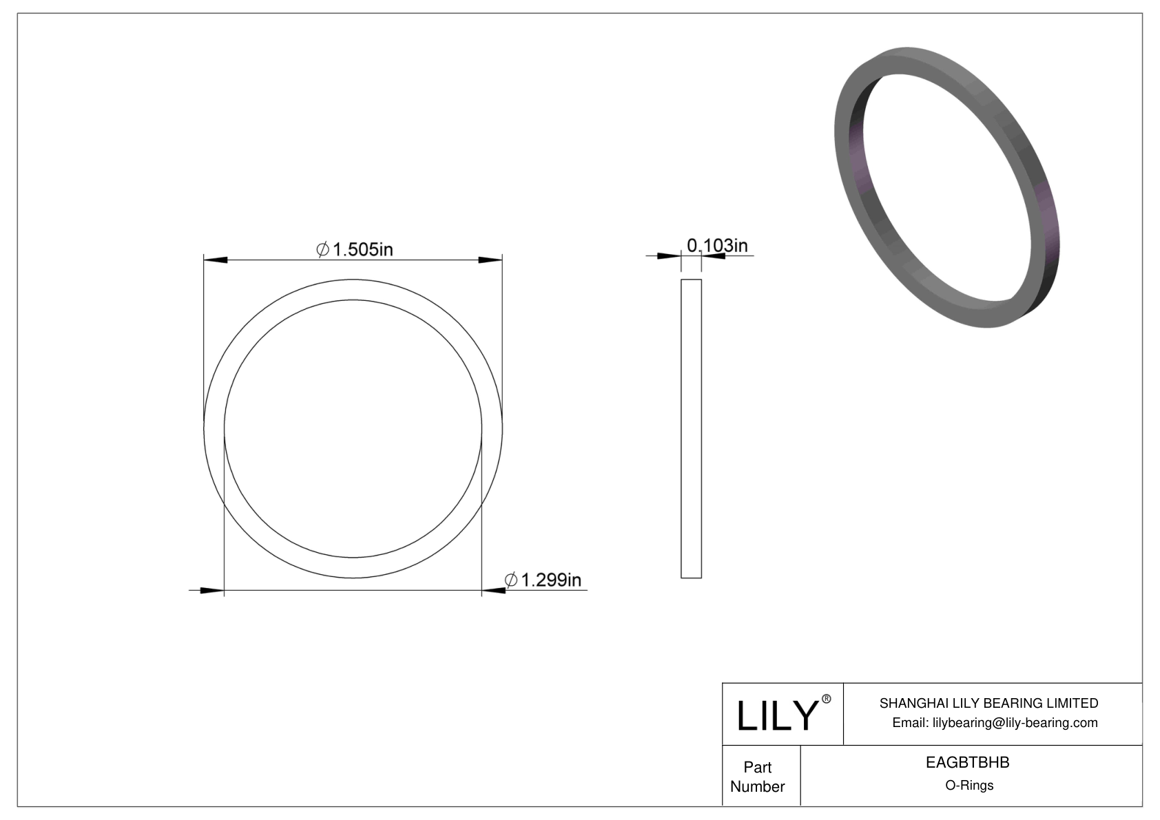 EAGBTBHB Oil Resistant O-Rings Square cad drawing