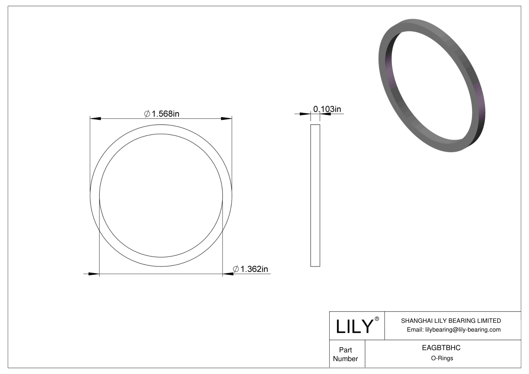 EAGBTBHC Oil Resistant O-Rings Square cad drawing